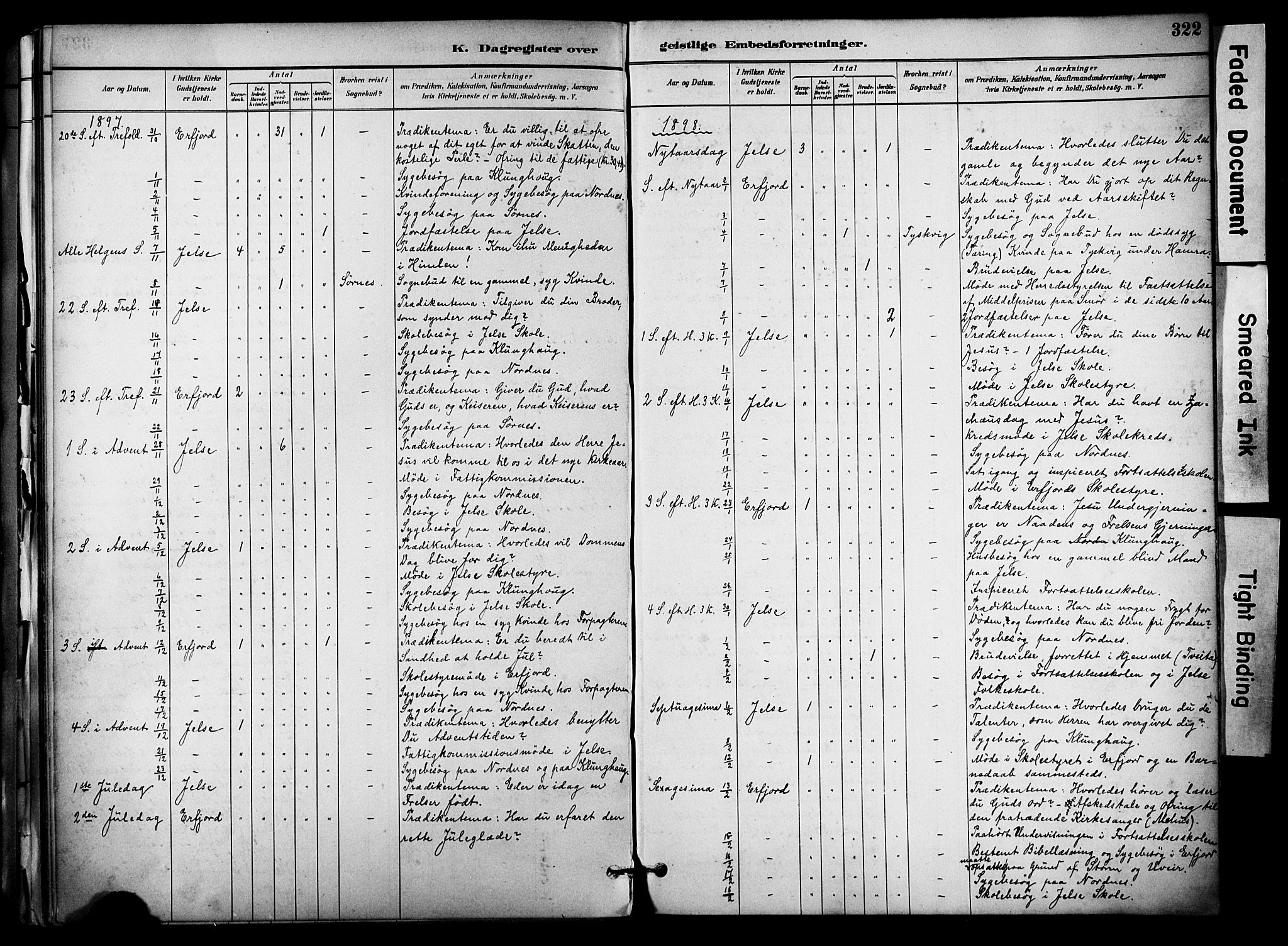 Jelsa sokneprestkontor, AV/SAST-A-101842/01/IV: Parish register (official) no. A 10, 1884-1906, p. 322