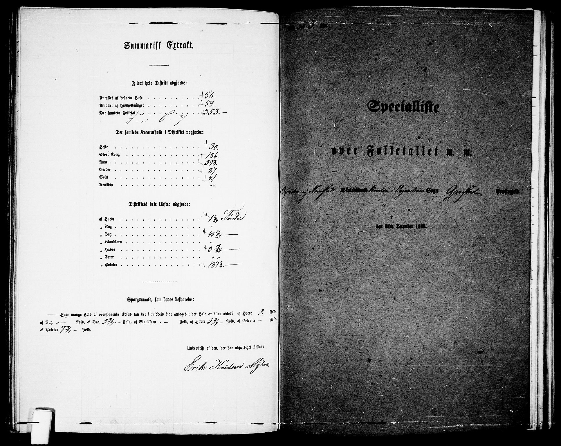 RA, 1865 census for Gjerstad, 1865, p. 159