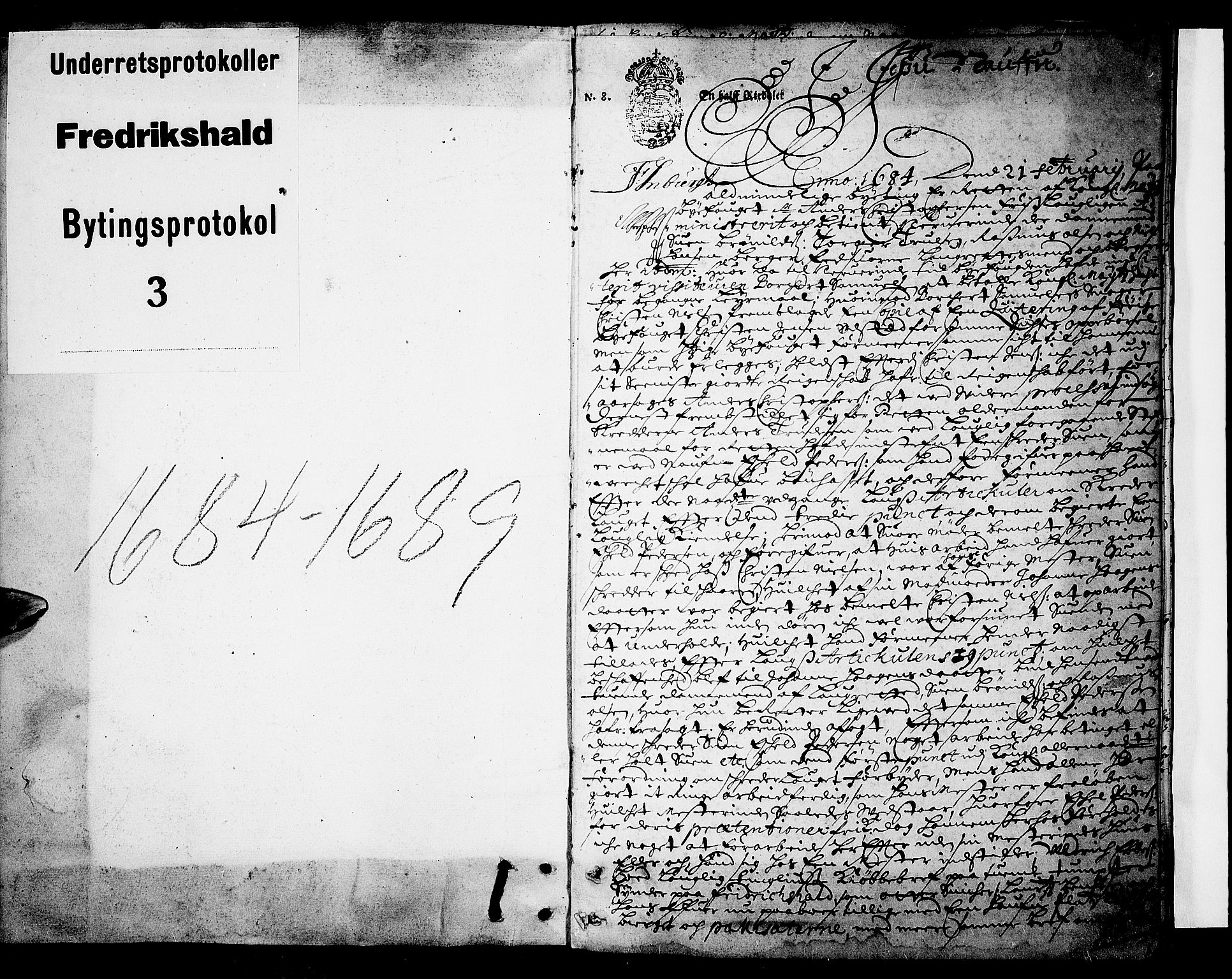Halden byfogd, AV/SAO-A-10865/F/Fb/L0003: Tingbok, 1684-1689, p. 0b-1a