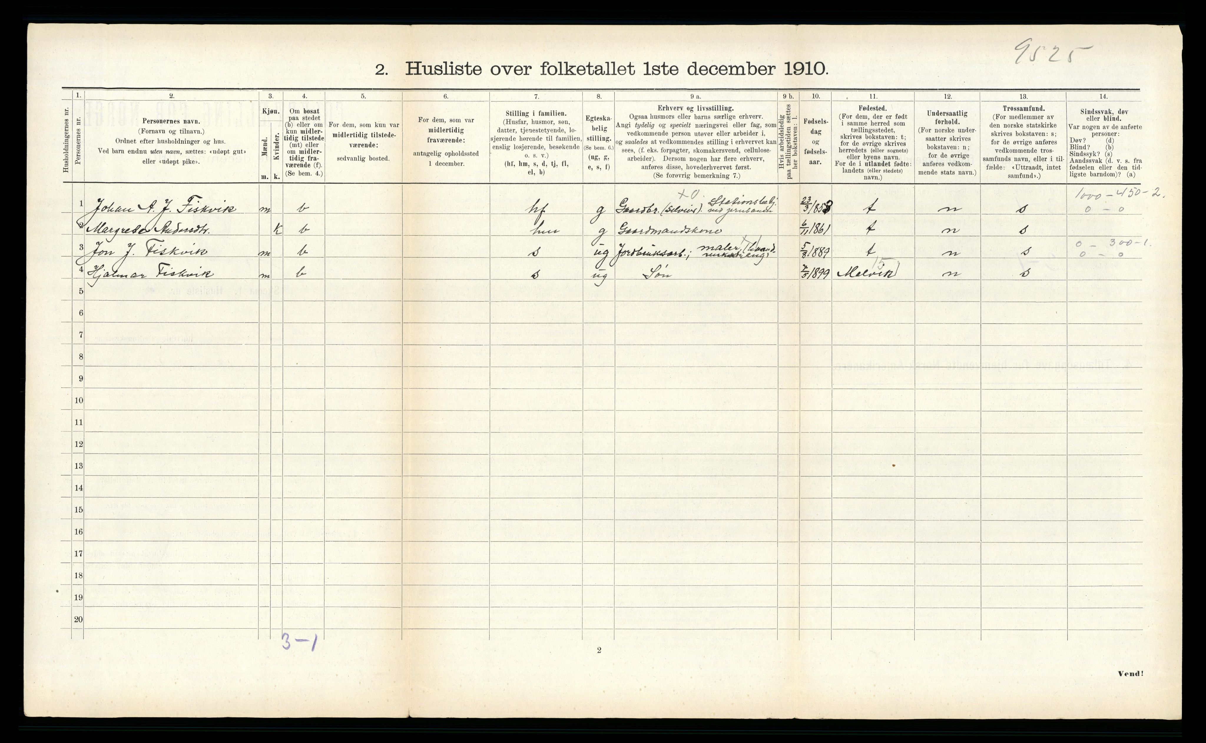 RA, 1910 census for Skatval, 1910, p. 537