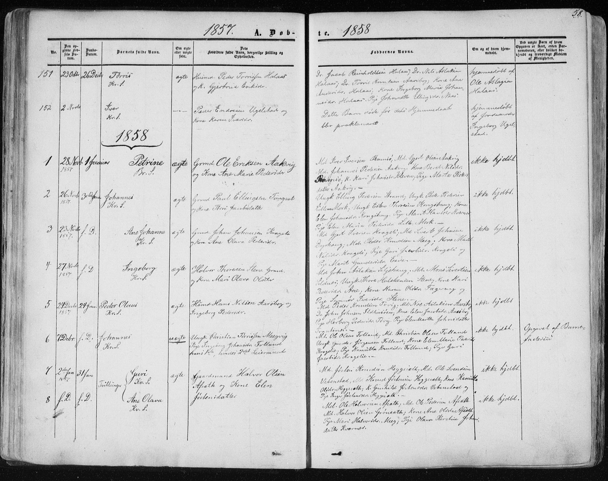 Ministerialprotokoller, klokkerbøker og fødselsregistre - Møre og Romsdal, SAT/A-1454/568/L0804: Parish register (official) no. 568A11, 1854-1868, p. 58