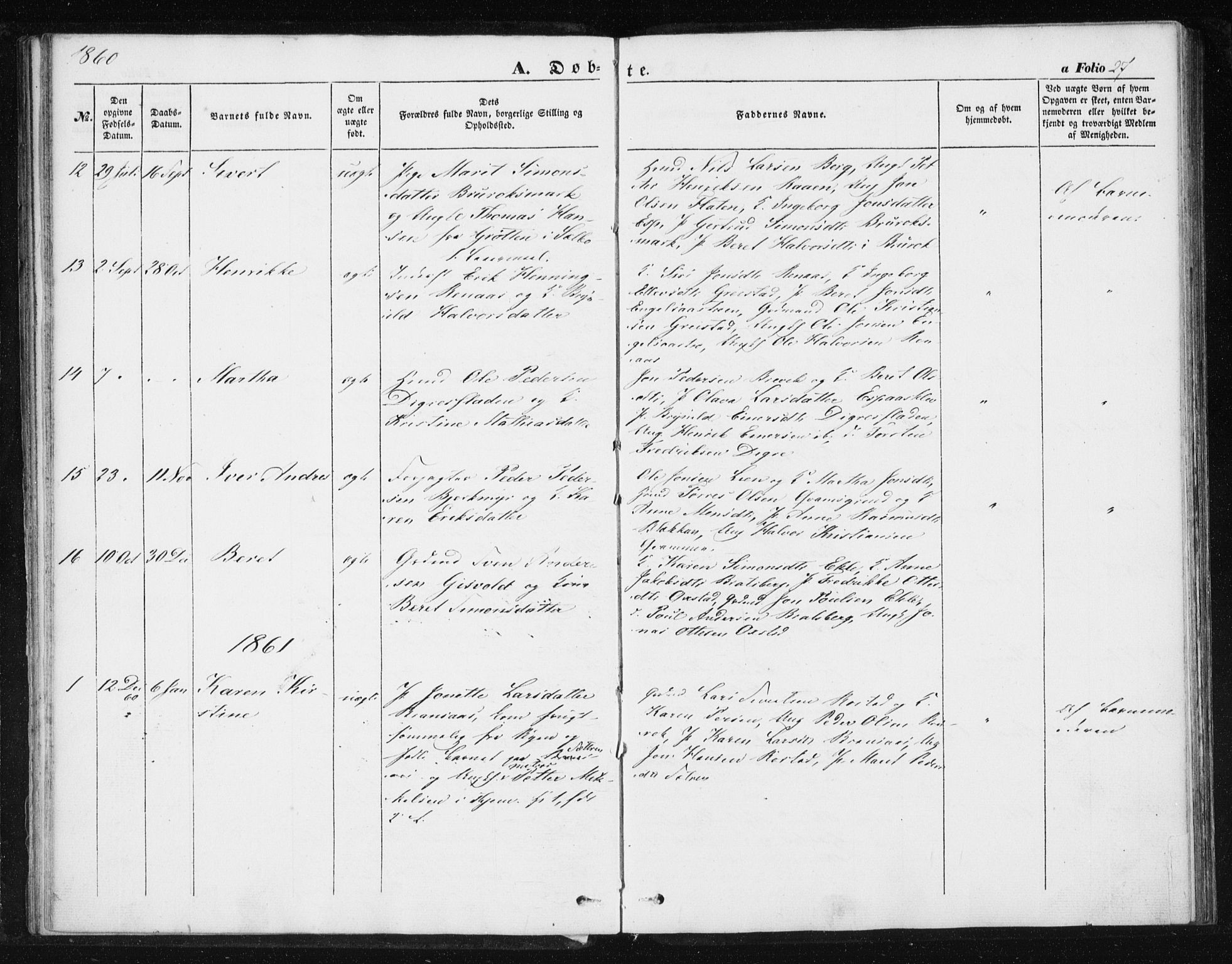 Ministerialprotokoller, klokkerbøker og fødselsregistre - Sør-Trøndelag, SAT/A-1456/608/L0332: Parish register (official) no. 608A01, 1848-1861, p. 27