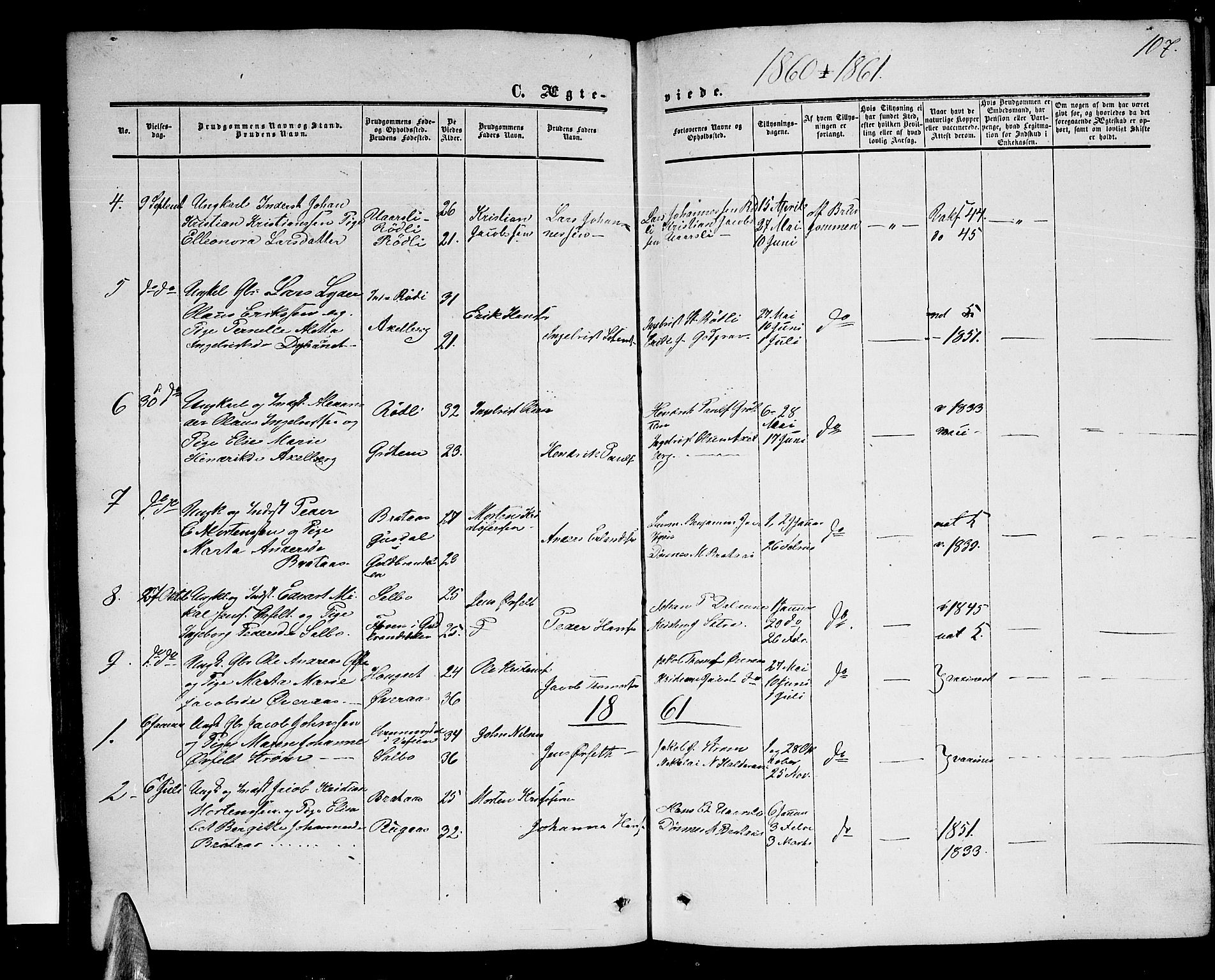 Ministerialprotokoller, klokkerbøker og fødselsregistre - Nordland, SAT/A-1459/814/L0229: Parish register (copy) no. 814C02, 1859-1883, p. 107