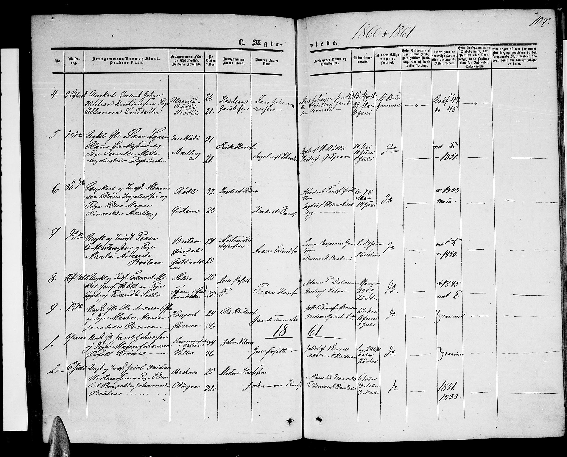 Ministerialprotokoller, klokkerbøker og fødselsregistre - Nordland, AV/SAT-A-1459/814/L0229: Parish register (copy) no. 814C02, 1859-1883, p. 107