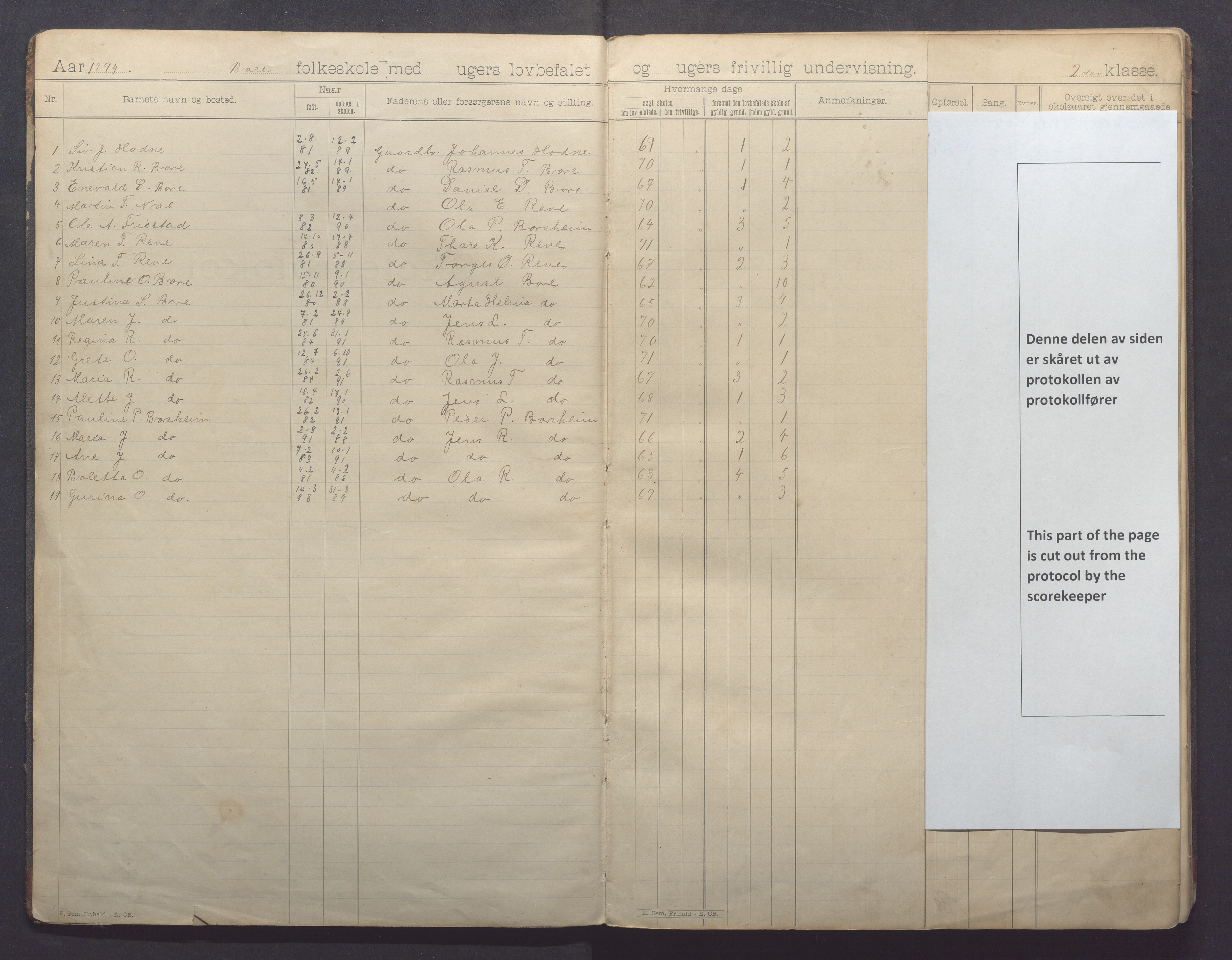 Klepp kommune - Sele skule, IKAR/K-100296/H/L0002: Skoleprotokoll, 1894-1902, p. 3