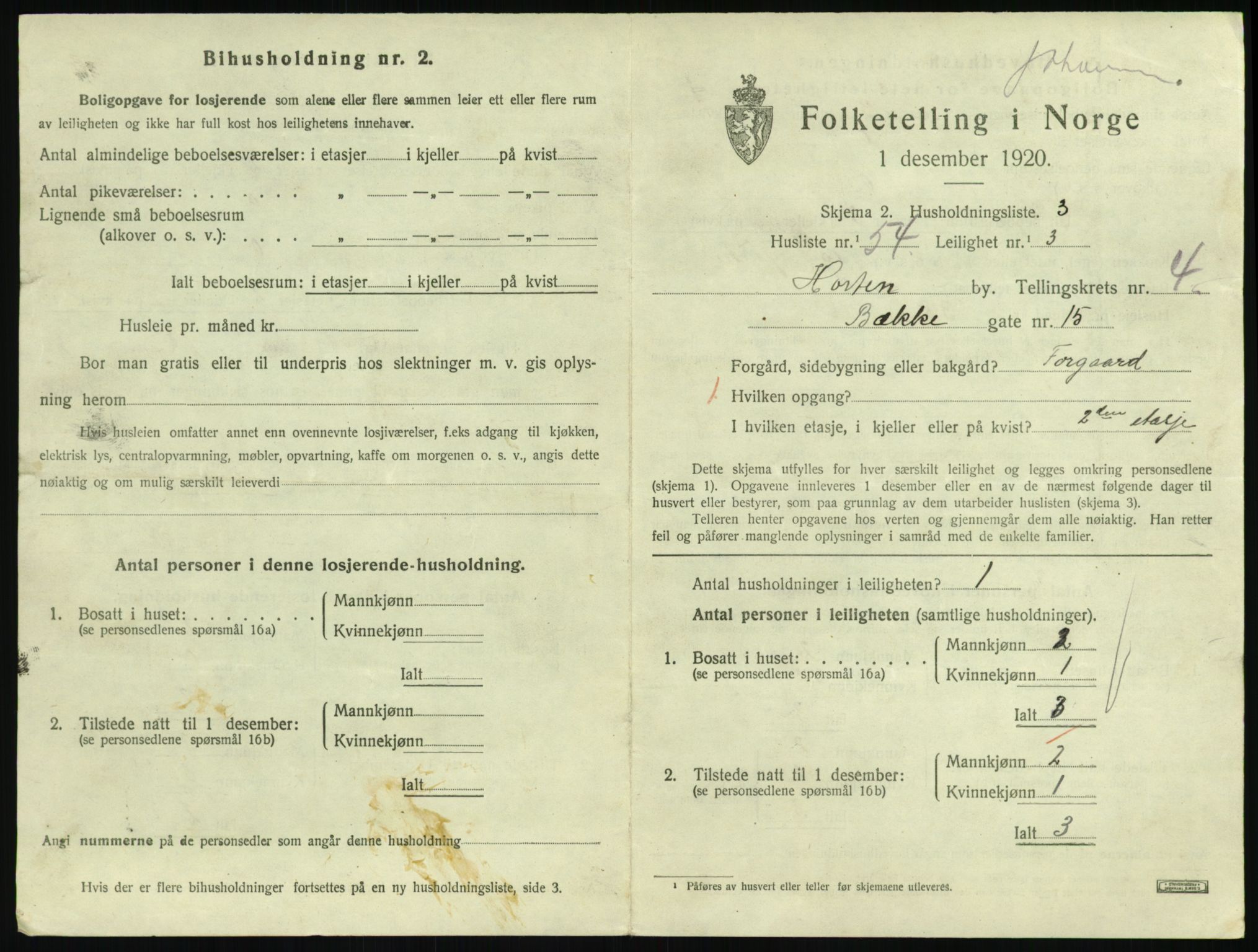 SAKO, 1920 census for Horten, 1920, p. 5061