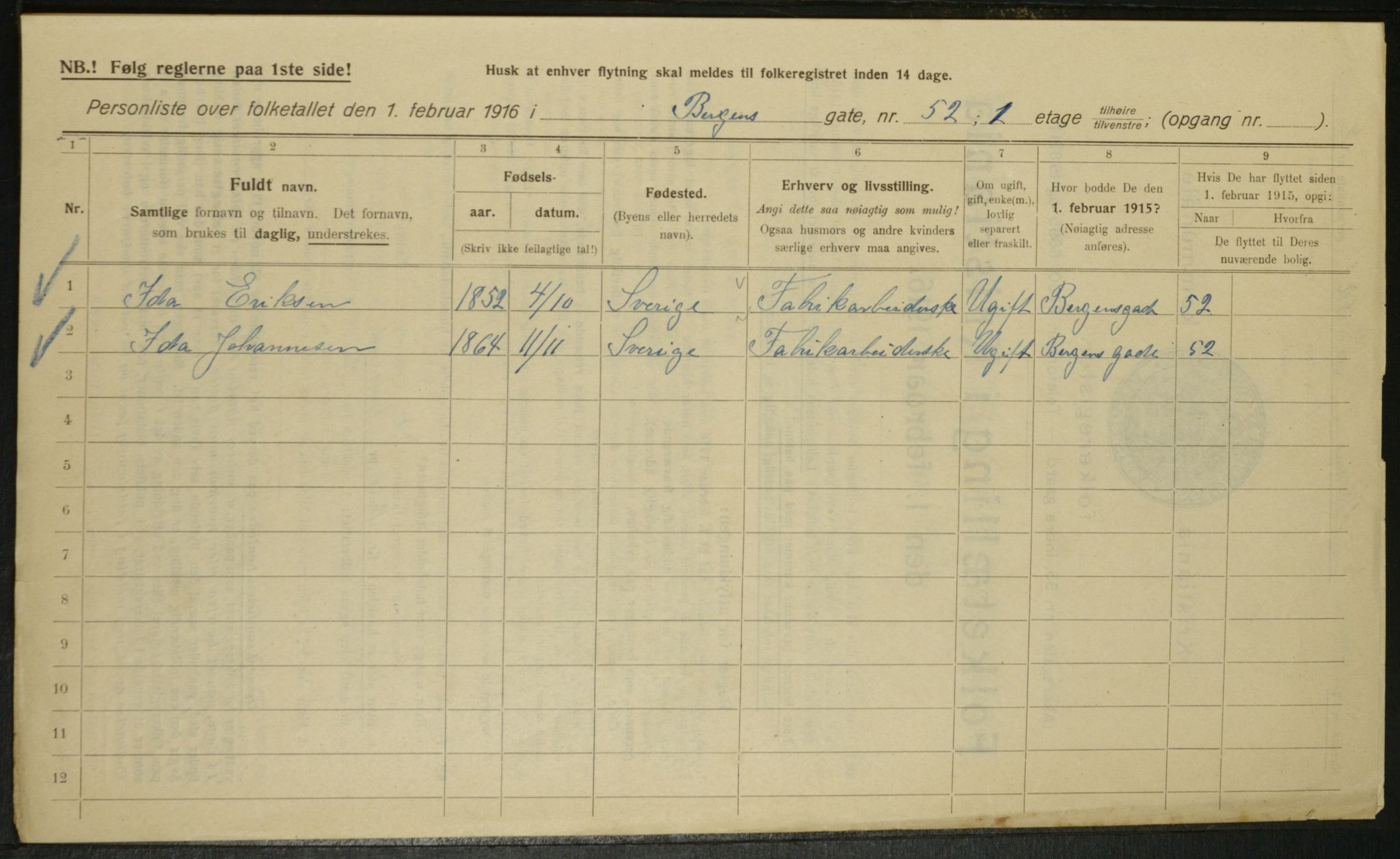 OBA, Municipal Census 1916 for Kristiania, 1916, p. 4062