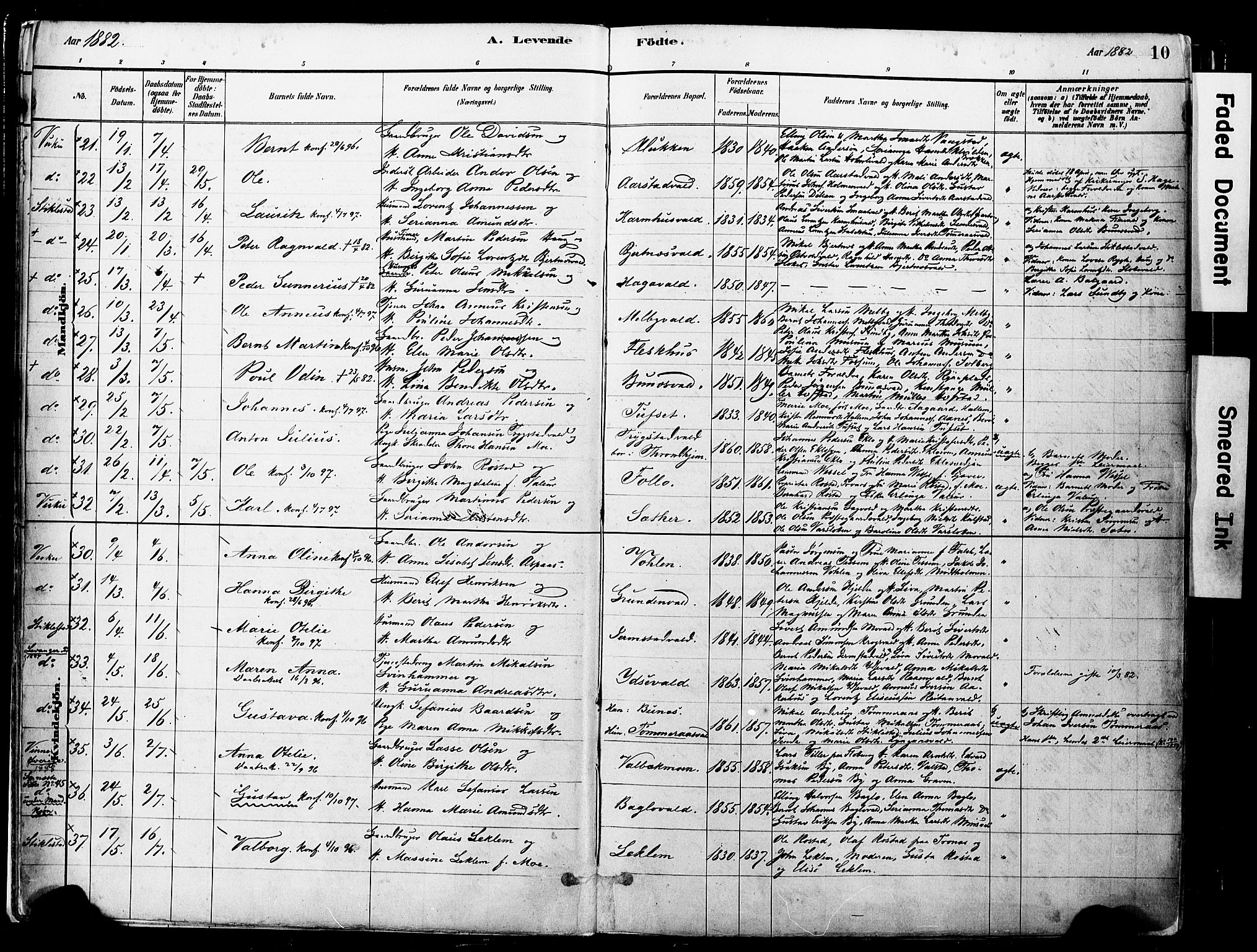 Ministerialprotokoller, klokkerbøker og fødselsregistre - Nord-Trøndelag, SAT/A-1458/723/L0244: Parish register (official) no. 723A13, 1881-1899, p. 10