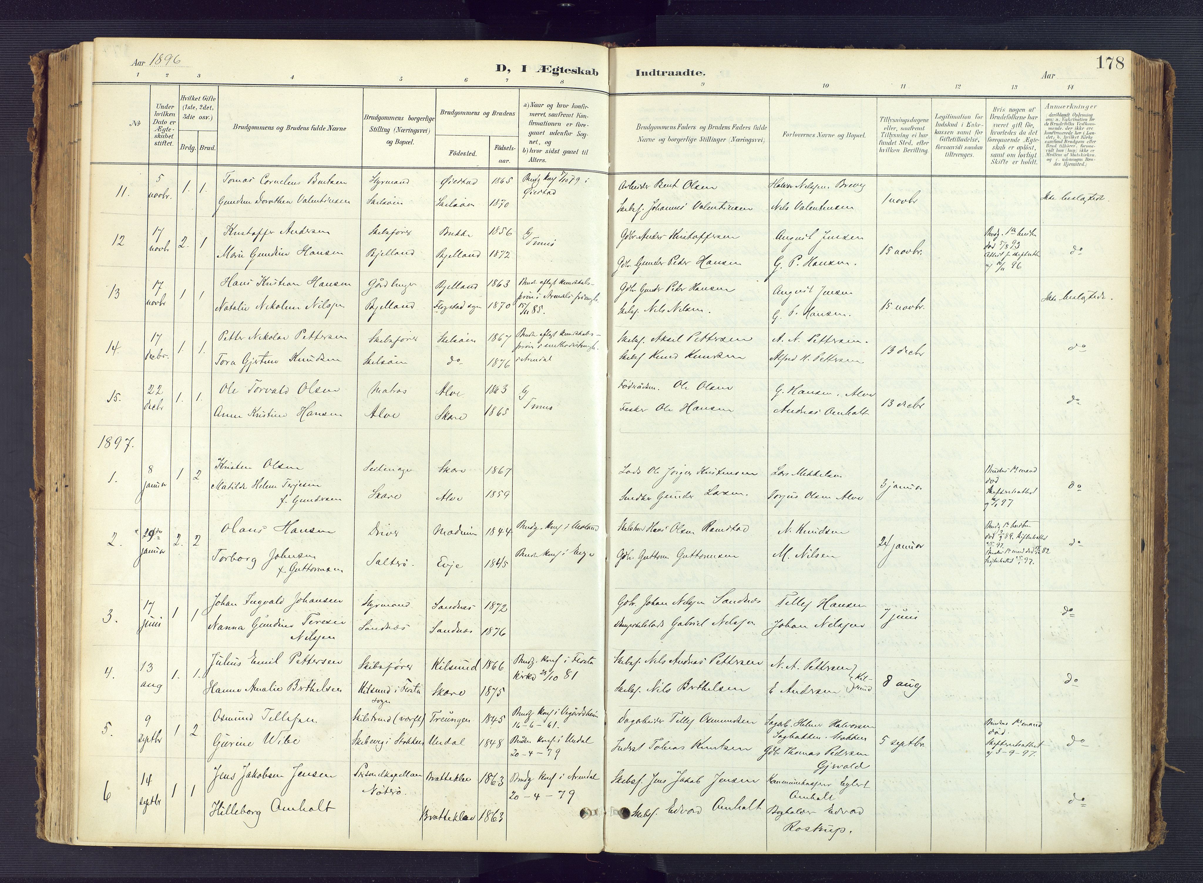 Tromøy sokneprestkontor, AV/SAK-1111-0041/F/Fa/L0010: Parish register (official) no. A 10, 1896-1912, p. 178