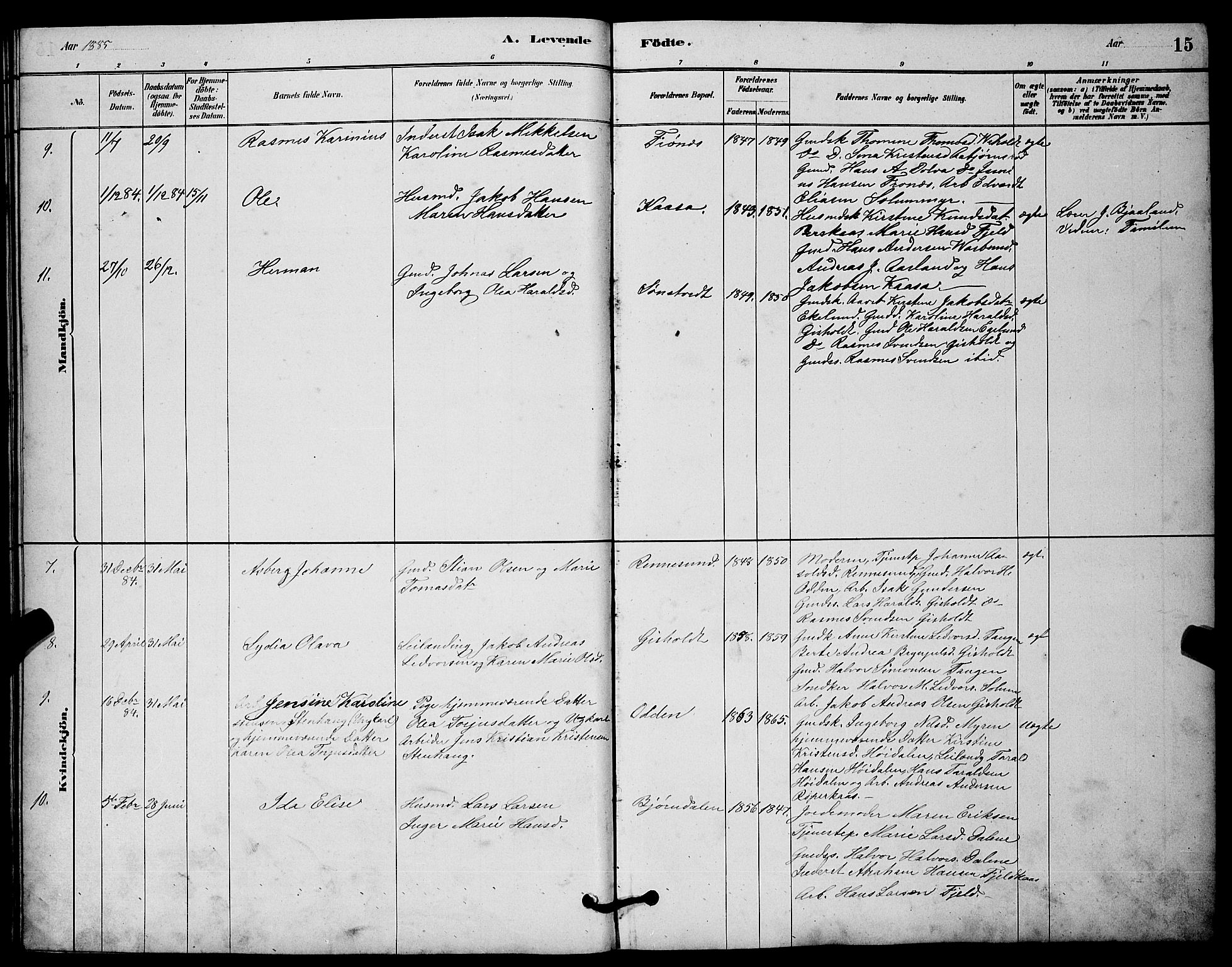 Solum kirkebøker, AV/SAKO-A-306/G/Gc/L0001: Parish register (copy) no. III 1, 1880-1902, p. 15