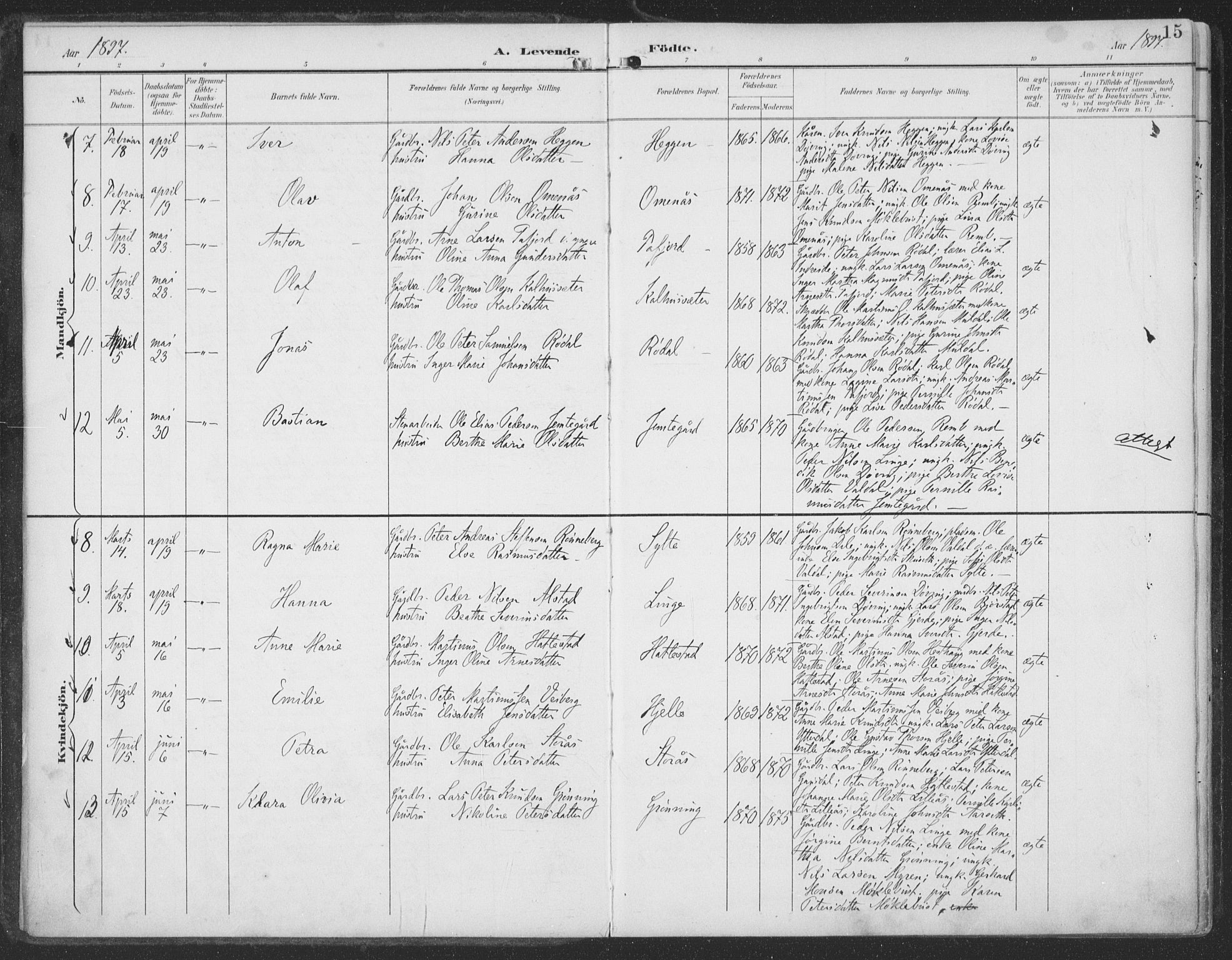 Ministerialprotokoller, klokkerbøker og fødselsregistre - Møre og Romsdal, AV/SAT-A-1454/519/L0256: Parish register (official) no. 519A15, 1895-1912, p. 15