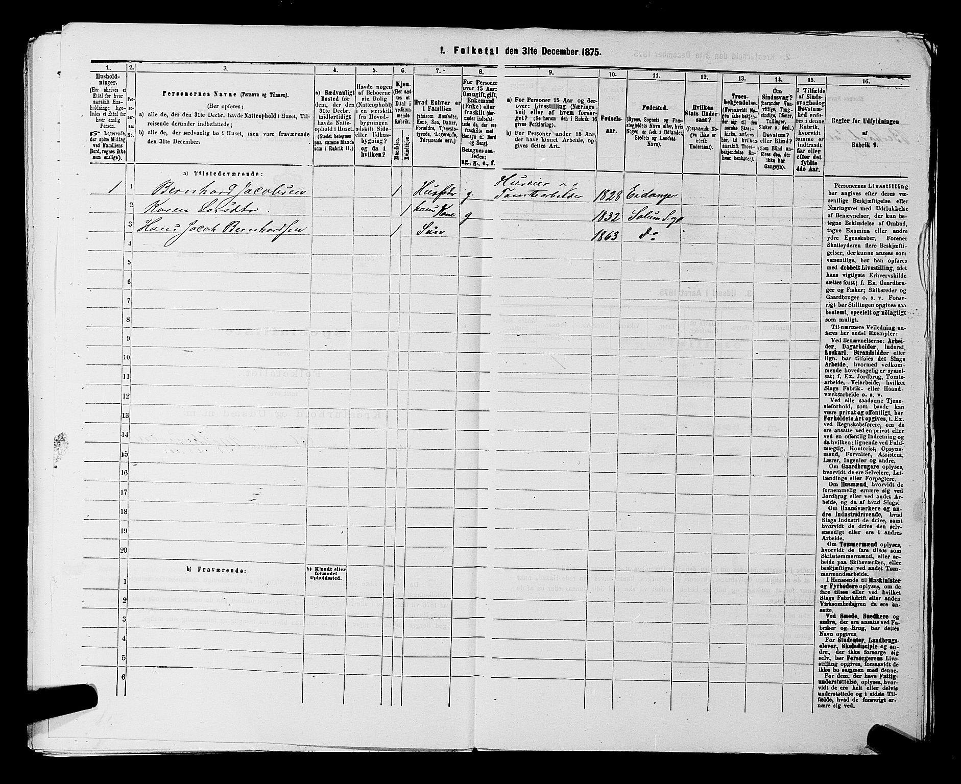 SAKO, 1875 census for 0818P Solum, 1875, p. 645