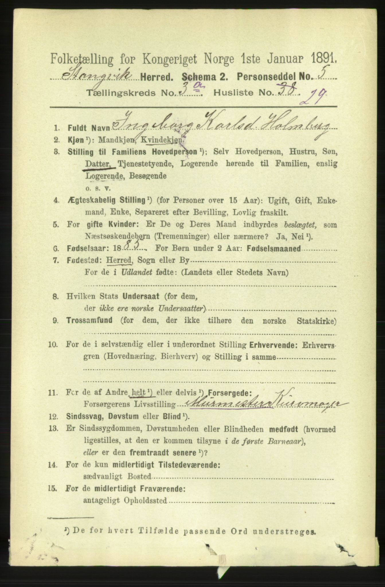 RA, 1891 census for 1564 Stangvik, 1891, p. 1434