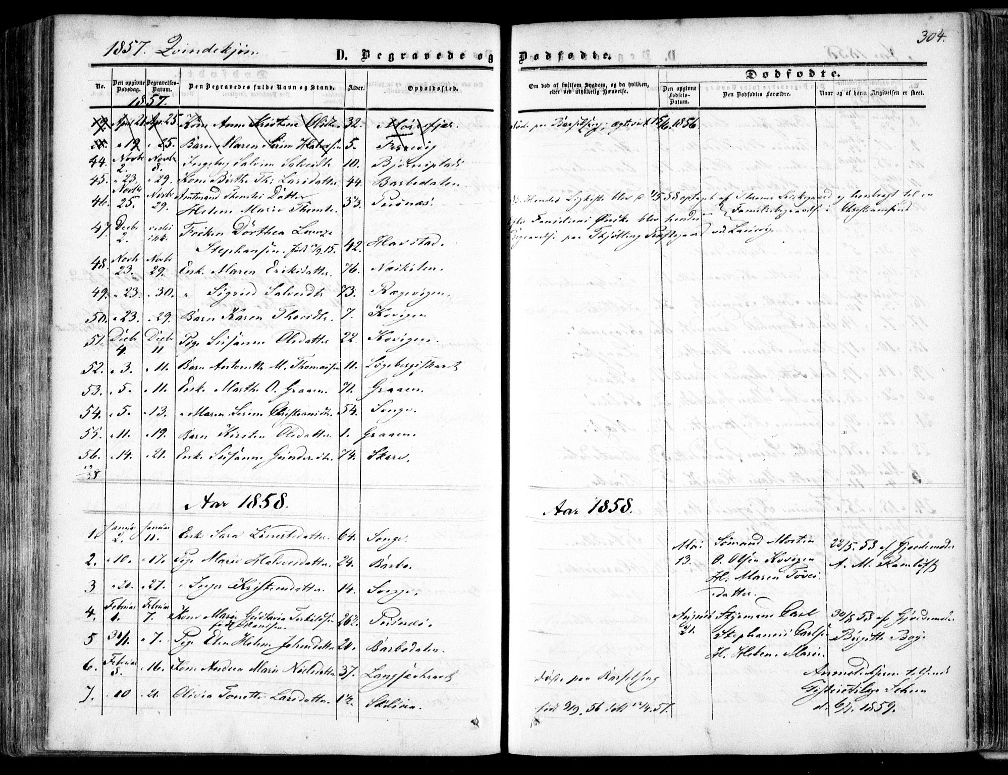 Tromøy sokneprestkontor, AV/SAK-1111-0041/F/Fa/L0006: Parish register (official) no. A 6, 1855-1863, p. 304