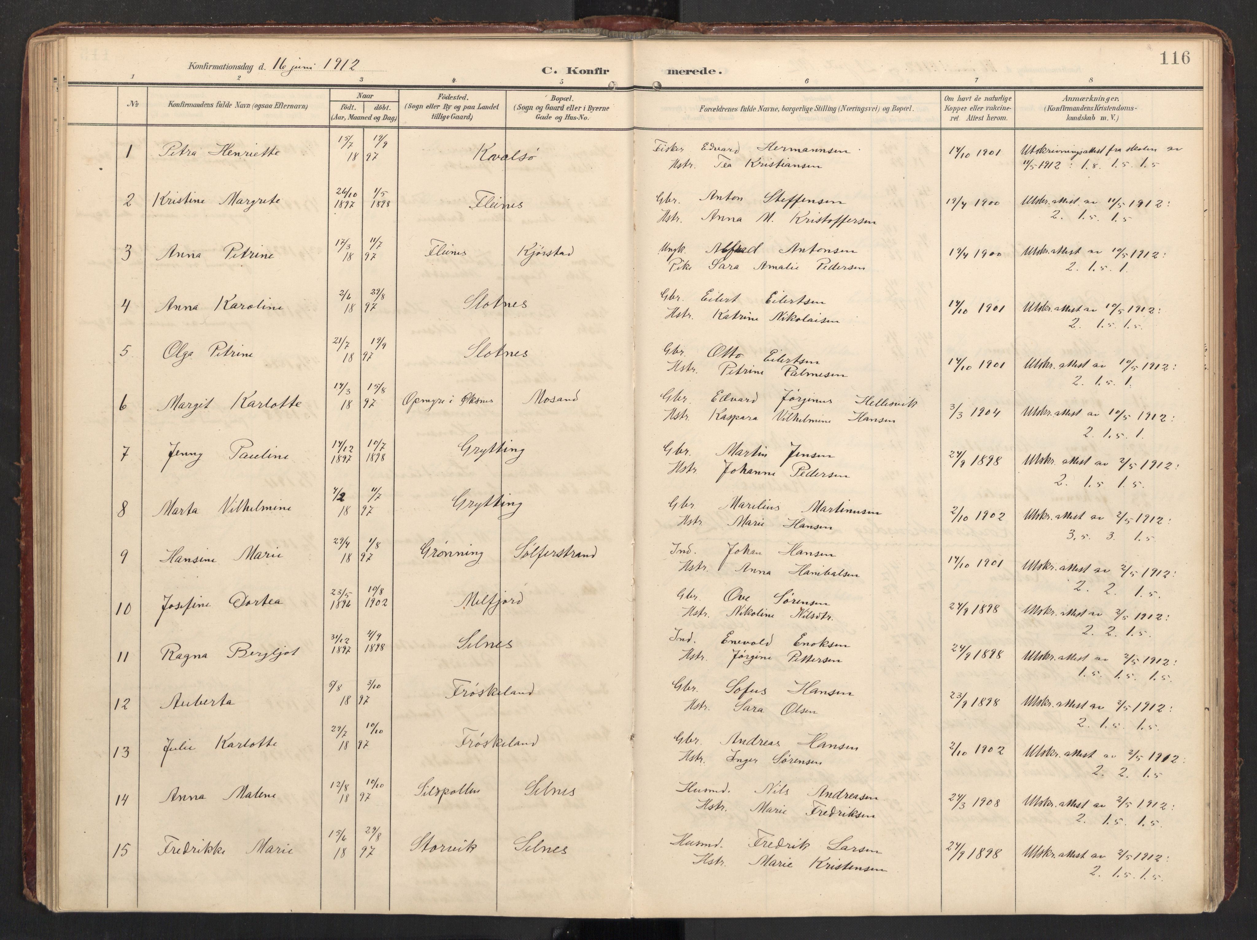 Ministerialprotokoller, klokkerbøker og fødselsregistre - Nordland, AV/SAT-A-1459/890/L1287: Parish register (official) no. 890A02, 1903-1915, p. 116