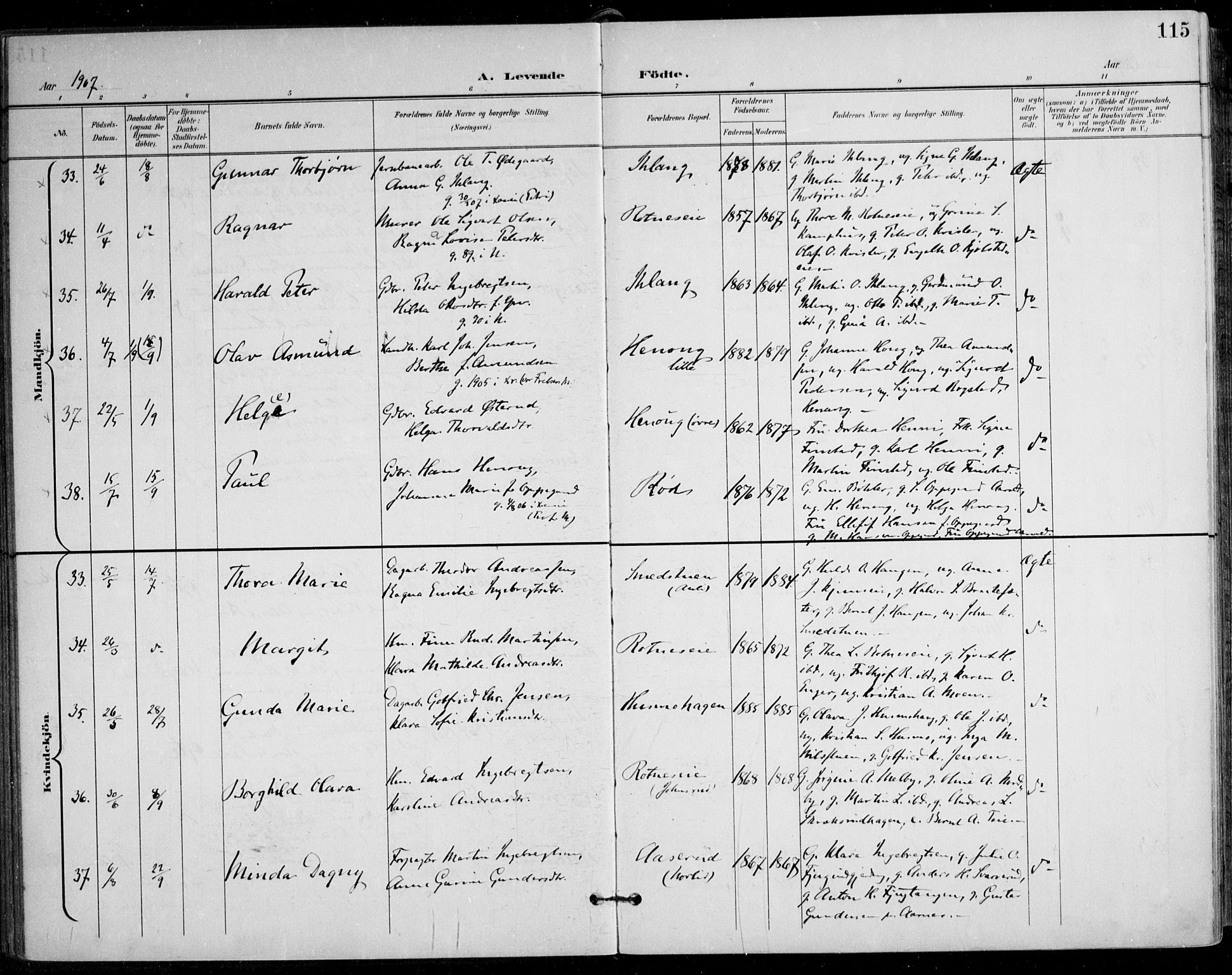 Nes prestekontor Kirkebøker, AV/SAO-A-10410/F/Fa/L0011: Parish register (official) no. I 11, 1899-1918, p. 115