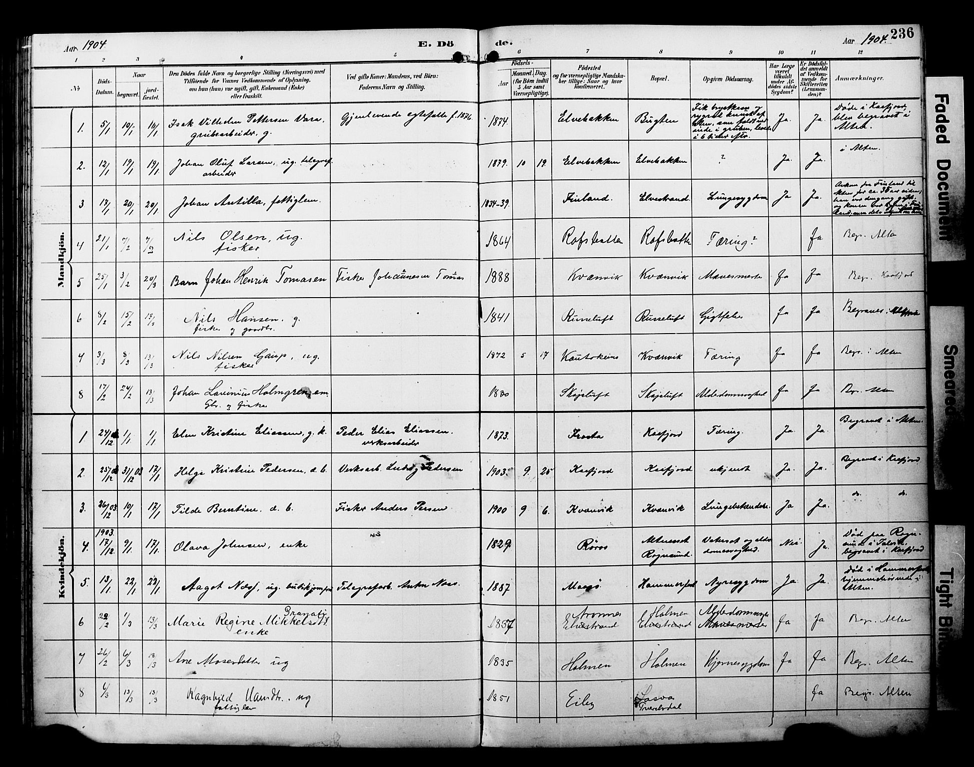 Alta sokneprestkontor, SATØ/S-1338/H/Ha/L0003.kirke: Parish register (official) no. 3, 1892-1904, p. 236