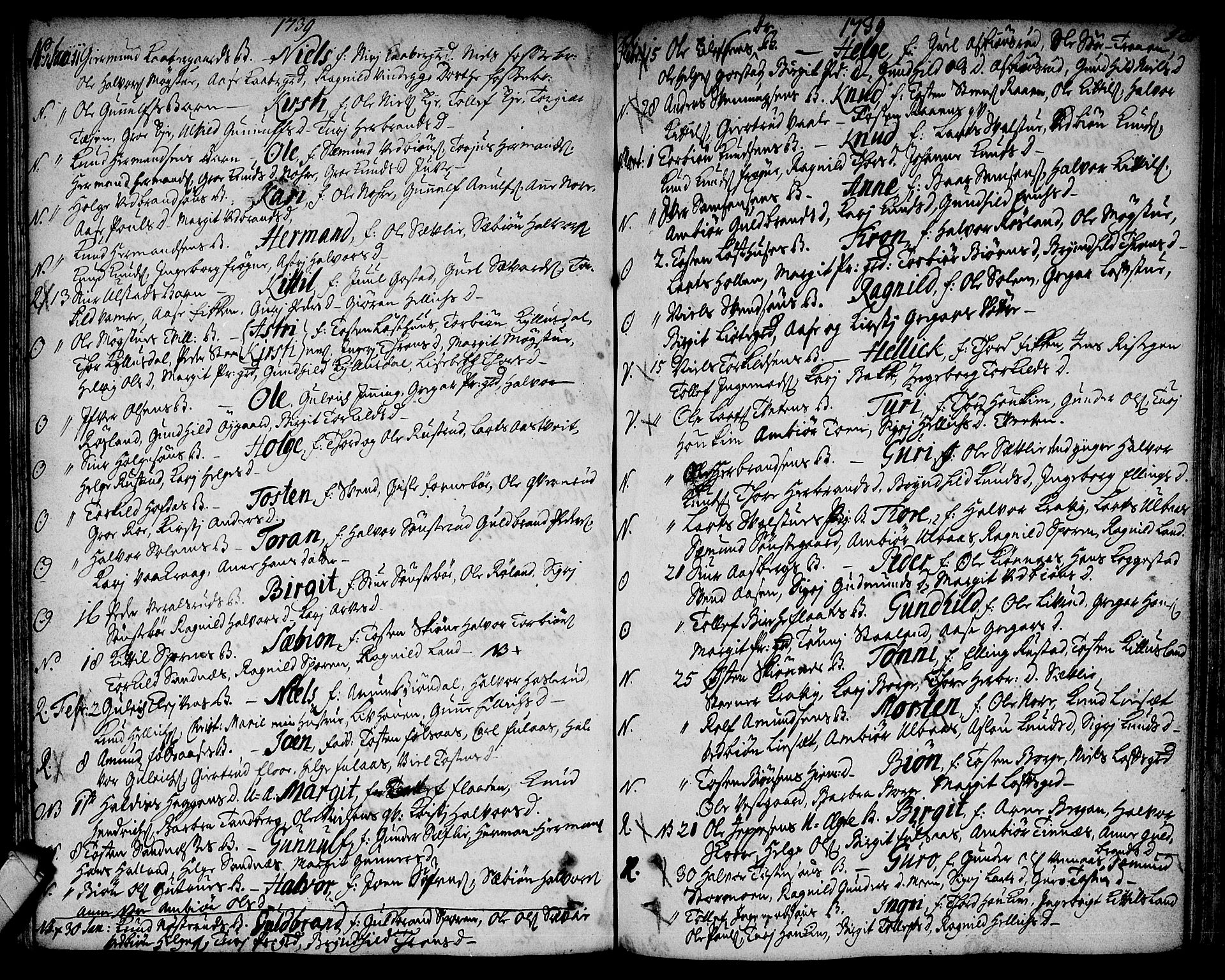 Rollag kirkebøker, AV/SAKO-A-240/F/Fa/L0002: Parish register (official) no. I 2, 1714-1742, p. 128