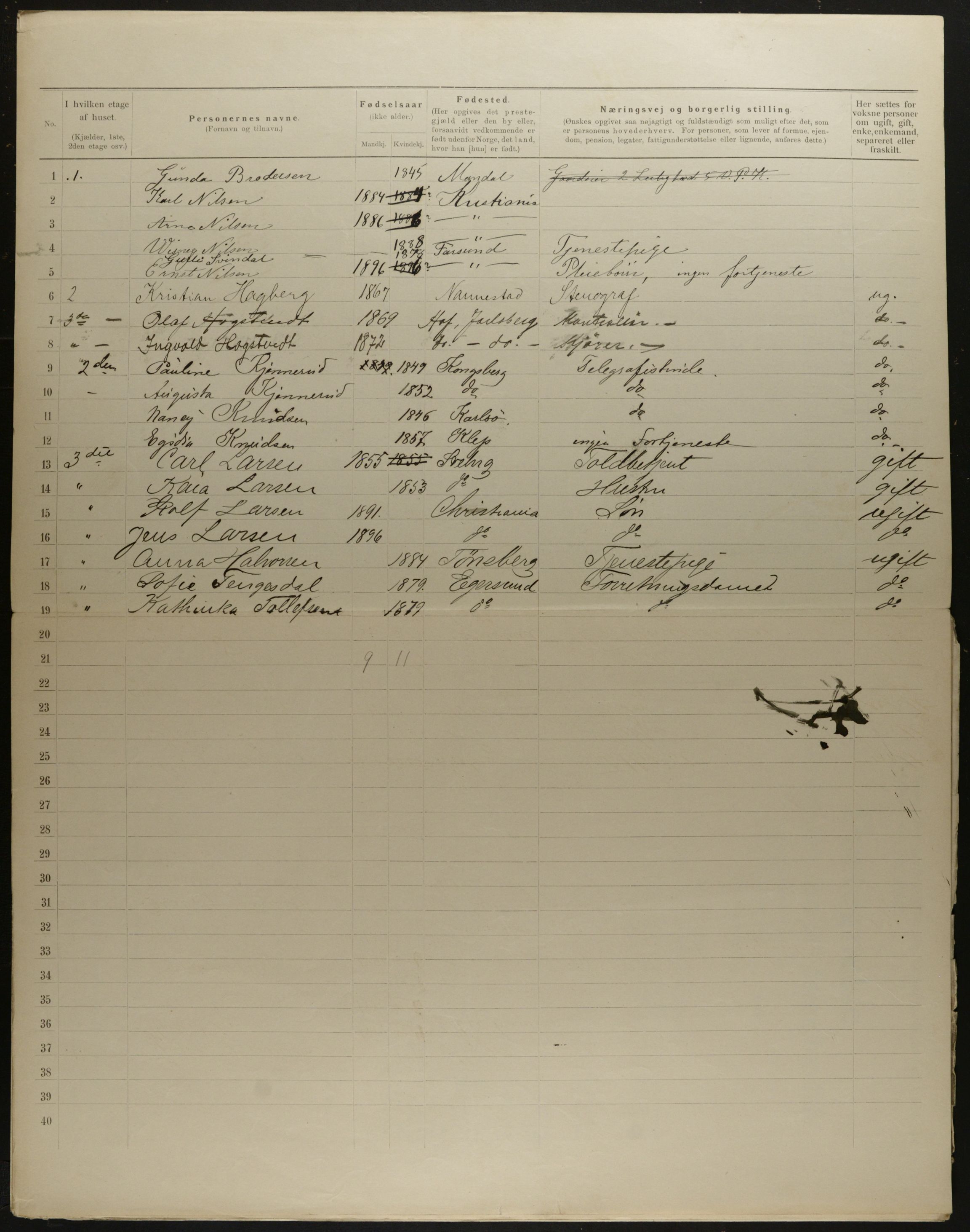 OBA, Municipal Census 1901 for Kristiania, 1901, p. 12080