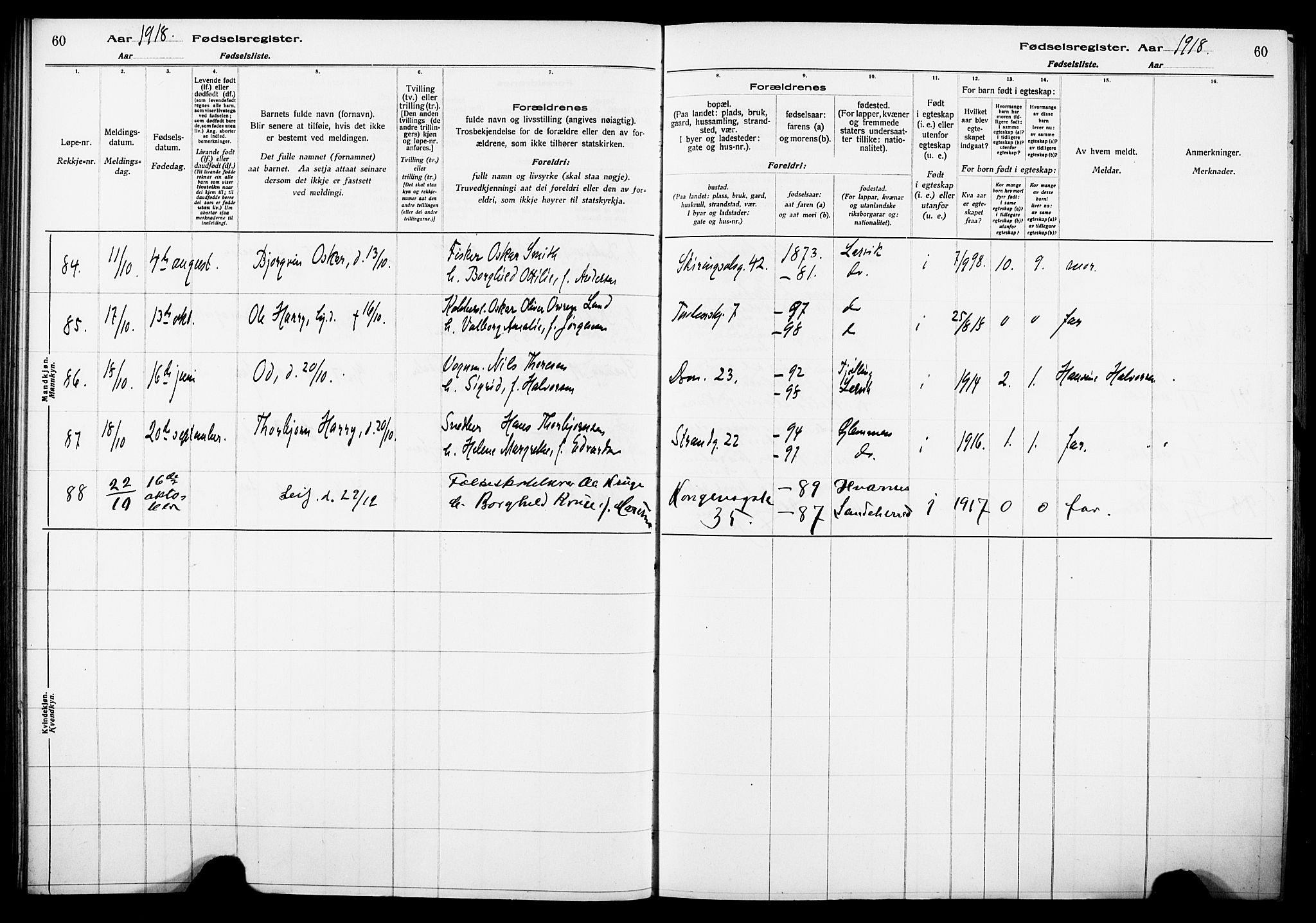 Larvik kirkebøker, AV/SAKO-A-352/J/Ja/L0001: Birth register no. I 1, 1916-1926, p. 60