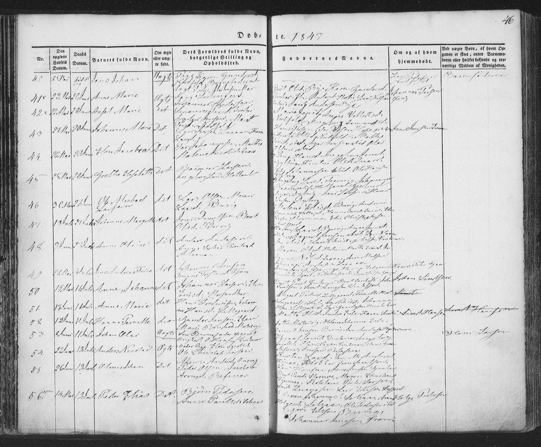 Ministerialprotokoller, klokkerbøker og fødselsregistre - Nordland, AV/SAT-A-1459/853/L0769: Parish register (official) no. 853A08, 1836-1856, p. 46