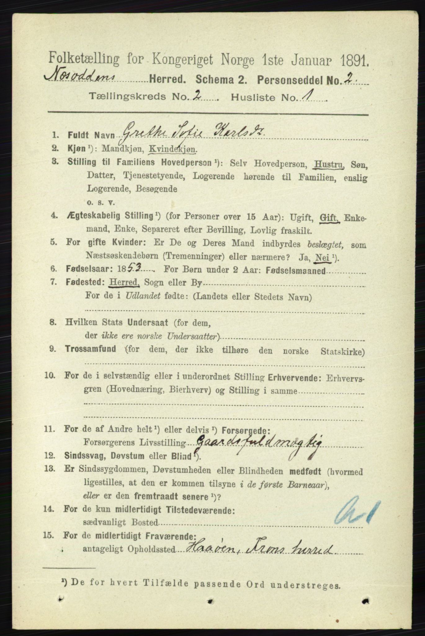 RA, 1891 census for 0216 Nesodden, 1891, p. 483