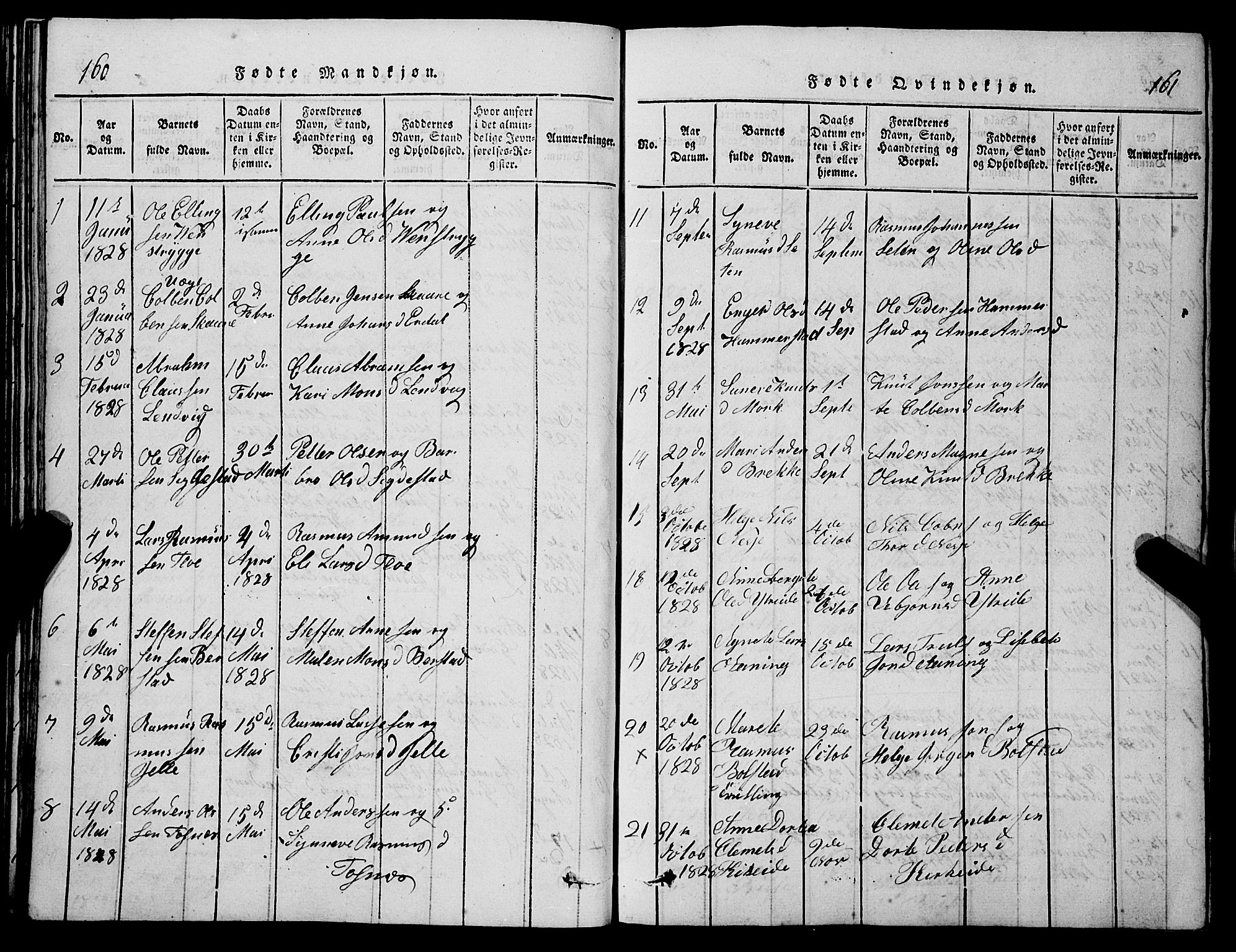 Stryn Sokneprestembete, SAB/A-82501: Parish register (copy) no. C 1, 1801-1845, p. 160-161