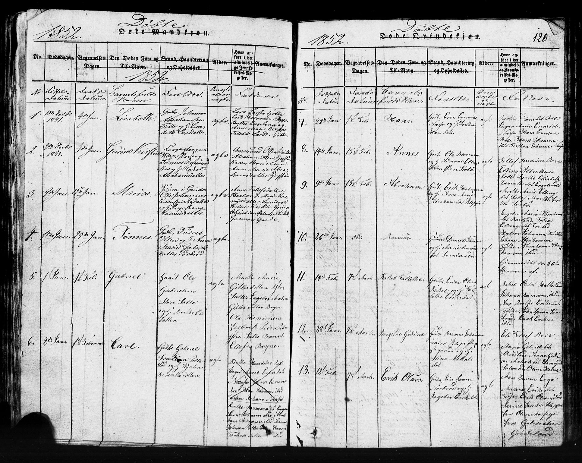 Klepp sokneprestkontor, SAST/A-101803/001/3/30BB/L0001: Parish register (copy) no.  B 1, 1816-1859, p. 120