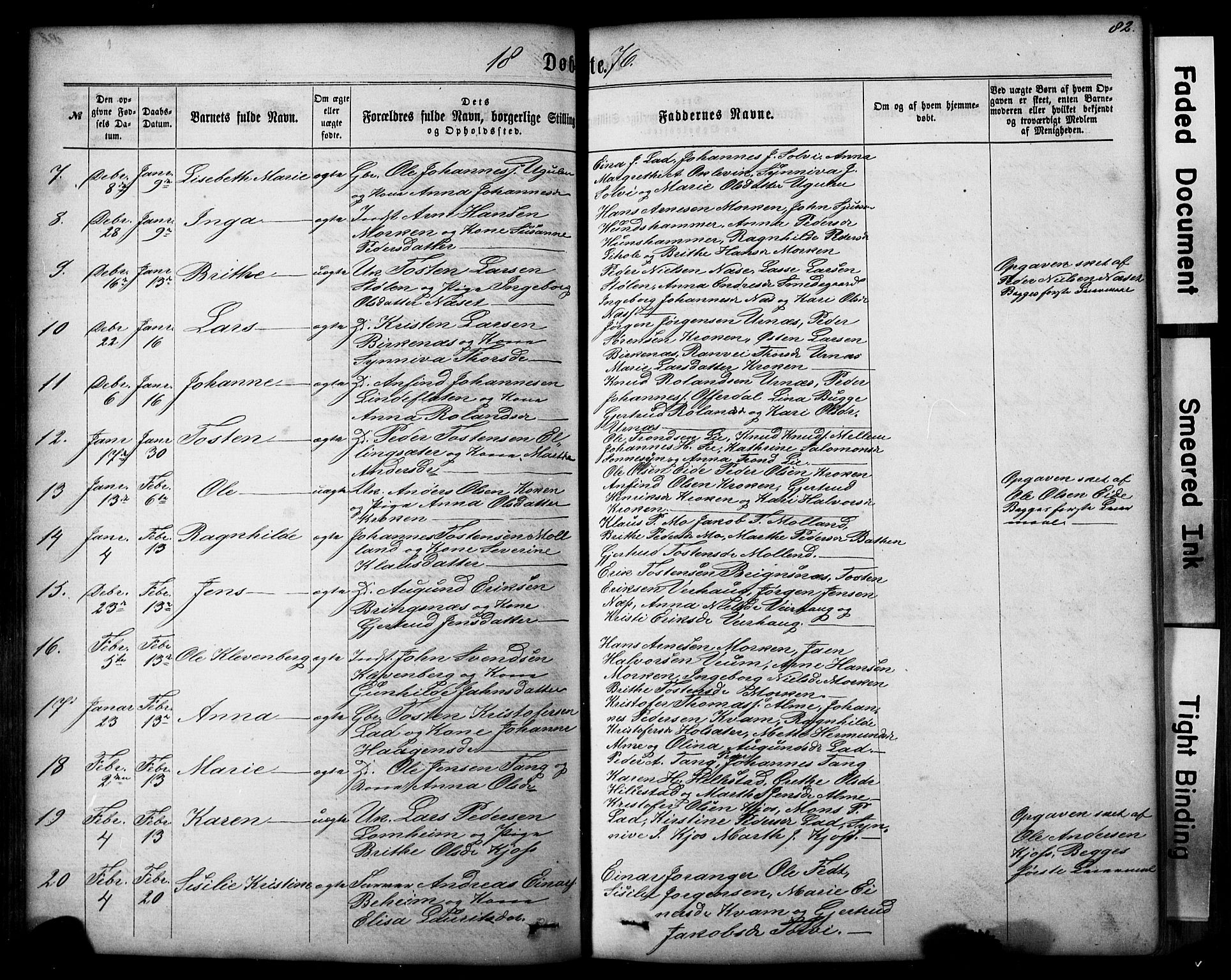 Hafslo sokneprestembete, SAB/A-80301/H/Hab/Haba/L0001: Parish register (copy) no. A 1, 1866-1908, p. 82