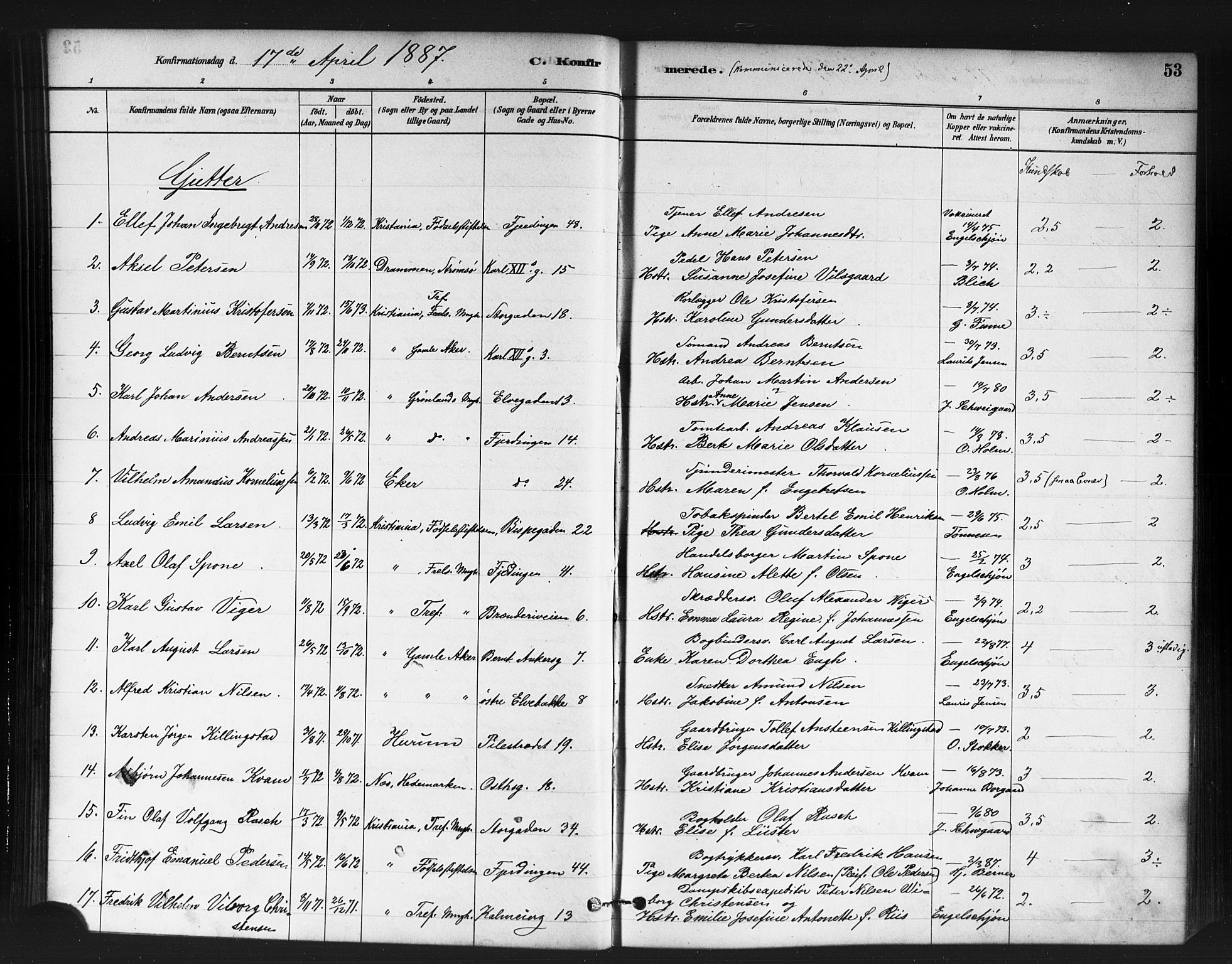 Jakob prestekontor Kirkebøker, SAO/A-10850/F/Fa/L0004: Parish register (official) no. 4, 1880-1894, p. 53