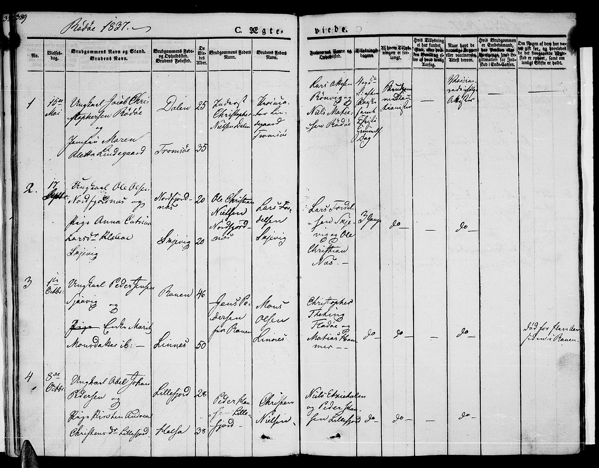 Ministerialprotokoller, klokkerbøker og fødselsregistre - Nordland, SAT/A-1459/841/L0600: Parish register (official) no. 841A07 /1, 1825-1844, p. 389