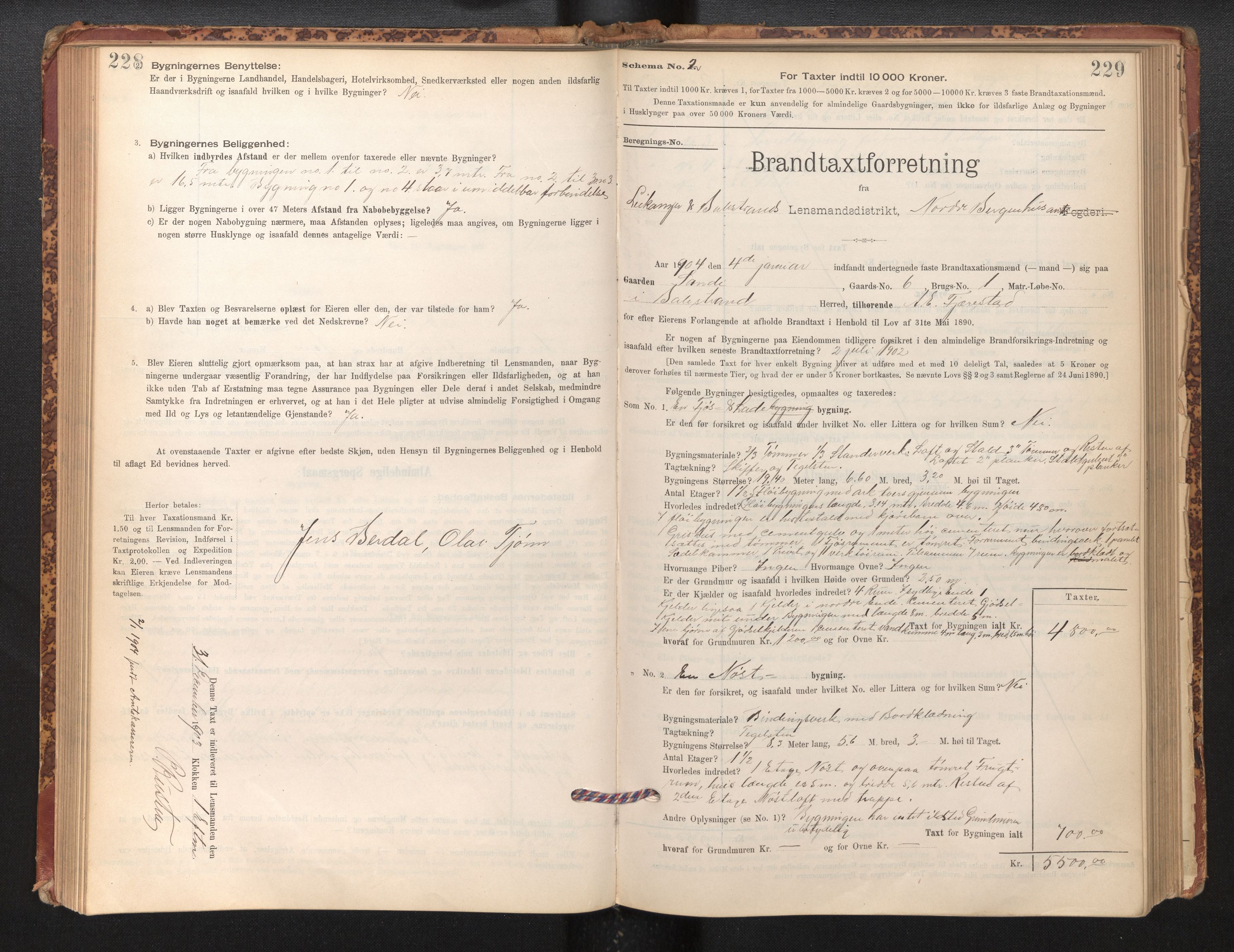 Lensmannen i Leikanger, SAB/A-29201/0012/L0004: Branntakstprotokoll, skjematakst, 1894-1903, p. 228-229