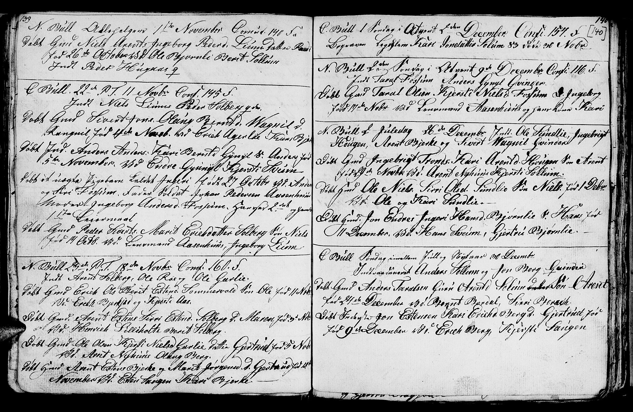 Ministerialprotokoller, klokkerbøker og fødselsregistre - Sør-Trøndelag, SAT/A-1456/689/L1042: Parish register (copy) no. 689C01, 1812-1841, p. 139-140