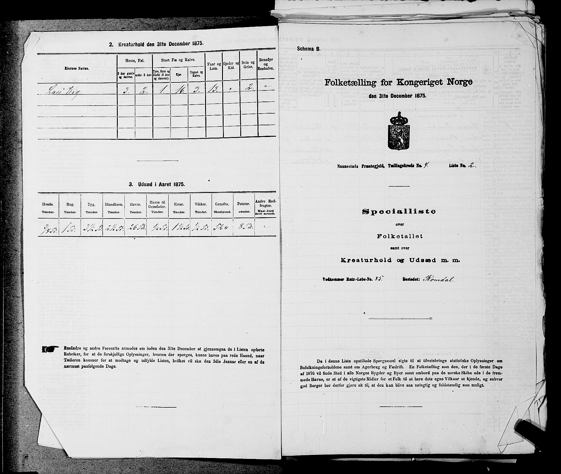 RA, 1875 census for 0238P Nannestad, 1875, p. 567