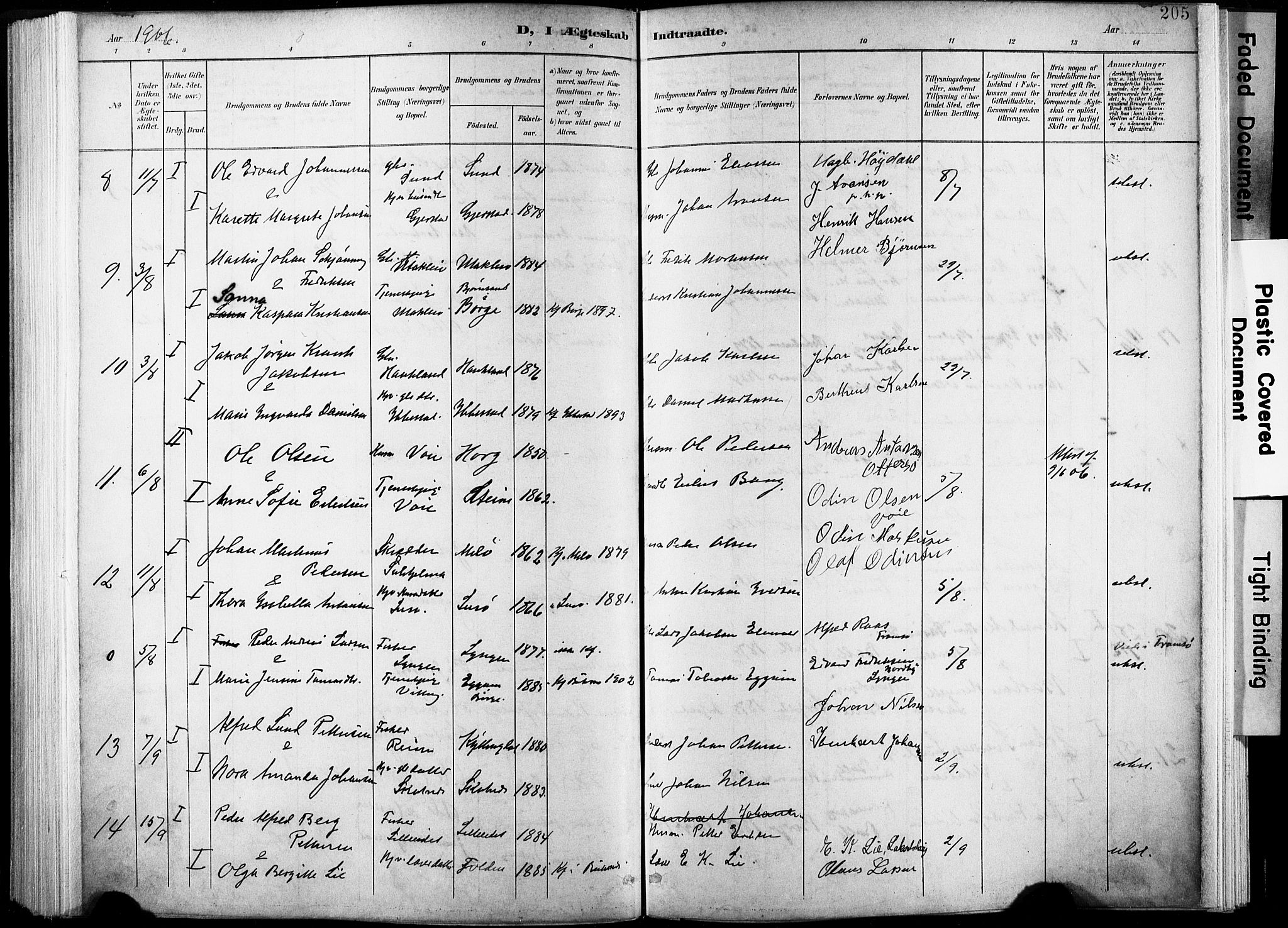 Ministerialprotokoller, klokkerbøker og fødselsregistre - Nordland, SAT/A-1459/881/L1151: Parish register (official) no. 881A04, 1899-1907, p. 205