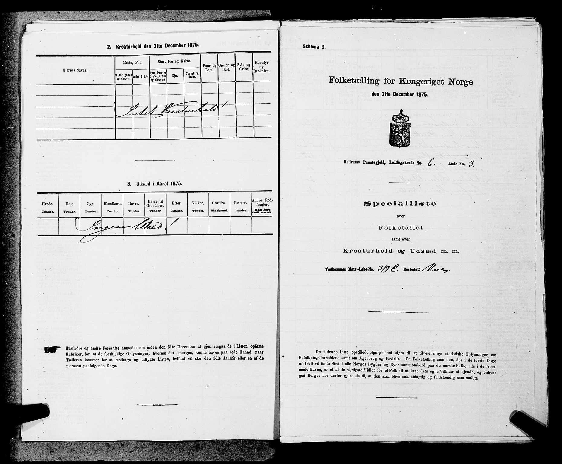 SAKO, 1875 census for 0727P Hedrum, 1875, p. 539