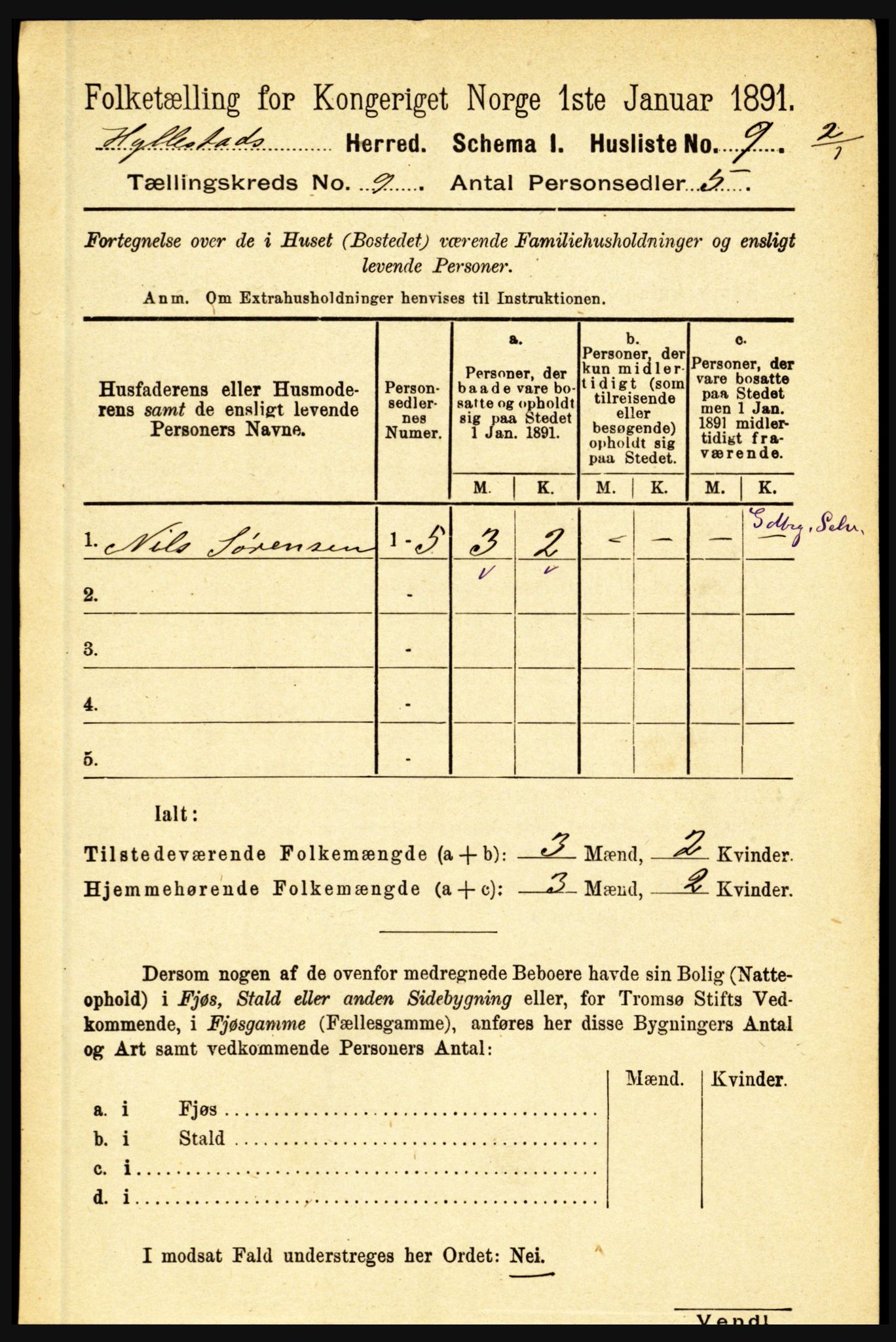 RA, 1891 census for 1413 Hyllestad, 1891, p. 1561