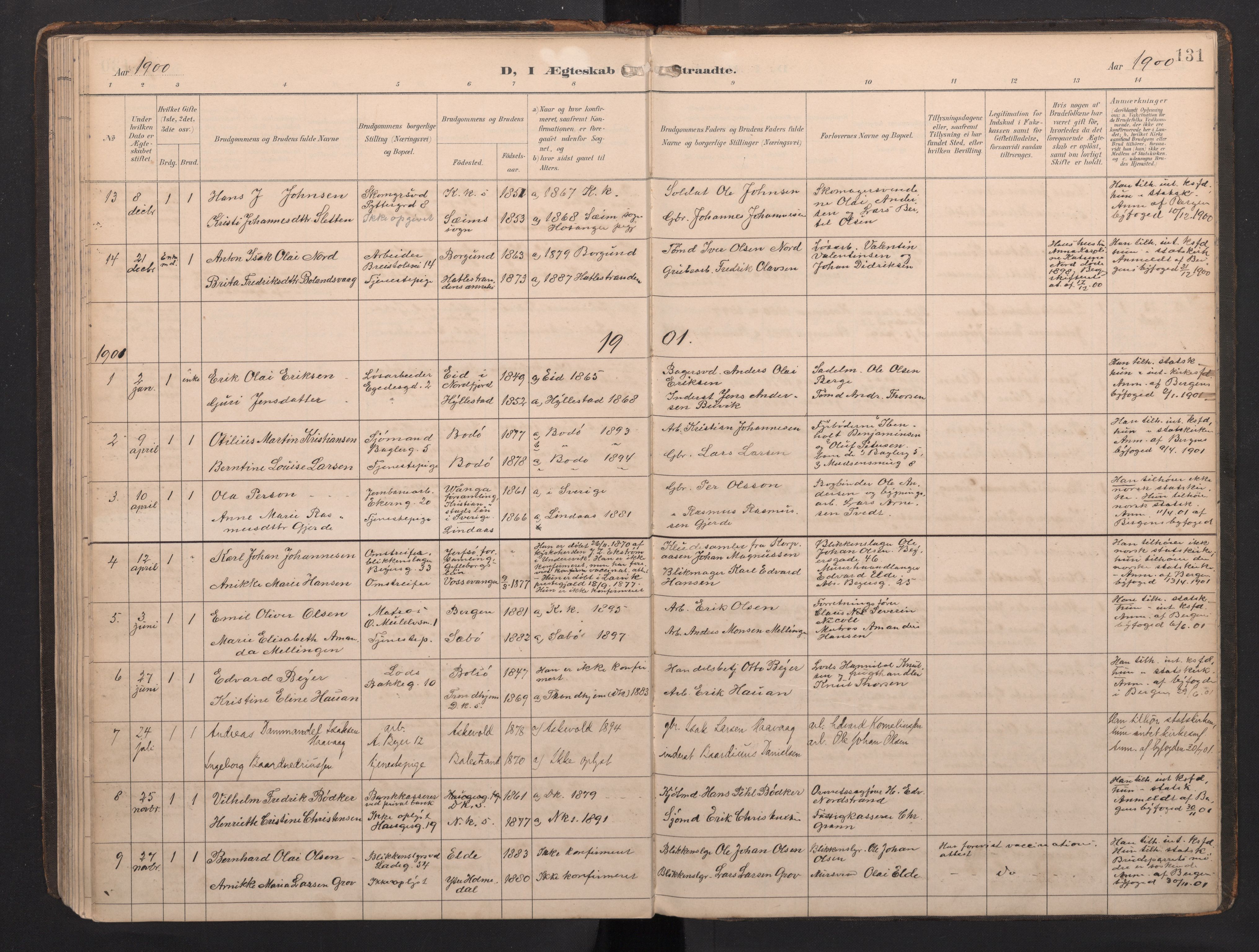 Sandviken Sokneprestembete, AV/SAB-A-77601/H/Ha: Parish register (official) no. G 1, 1892-2002, p. 131