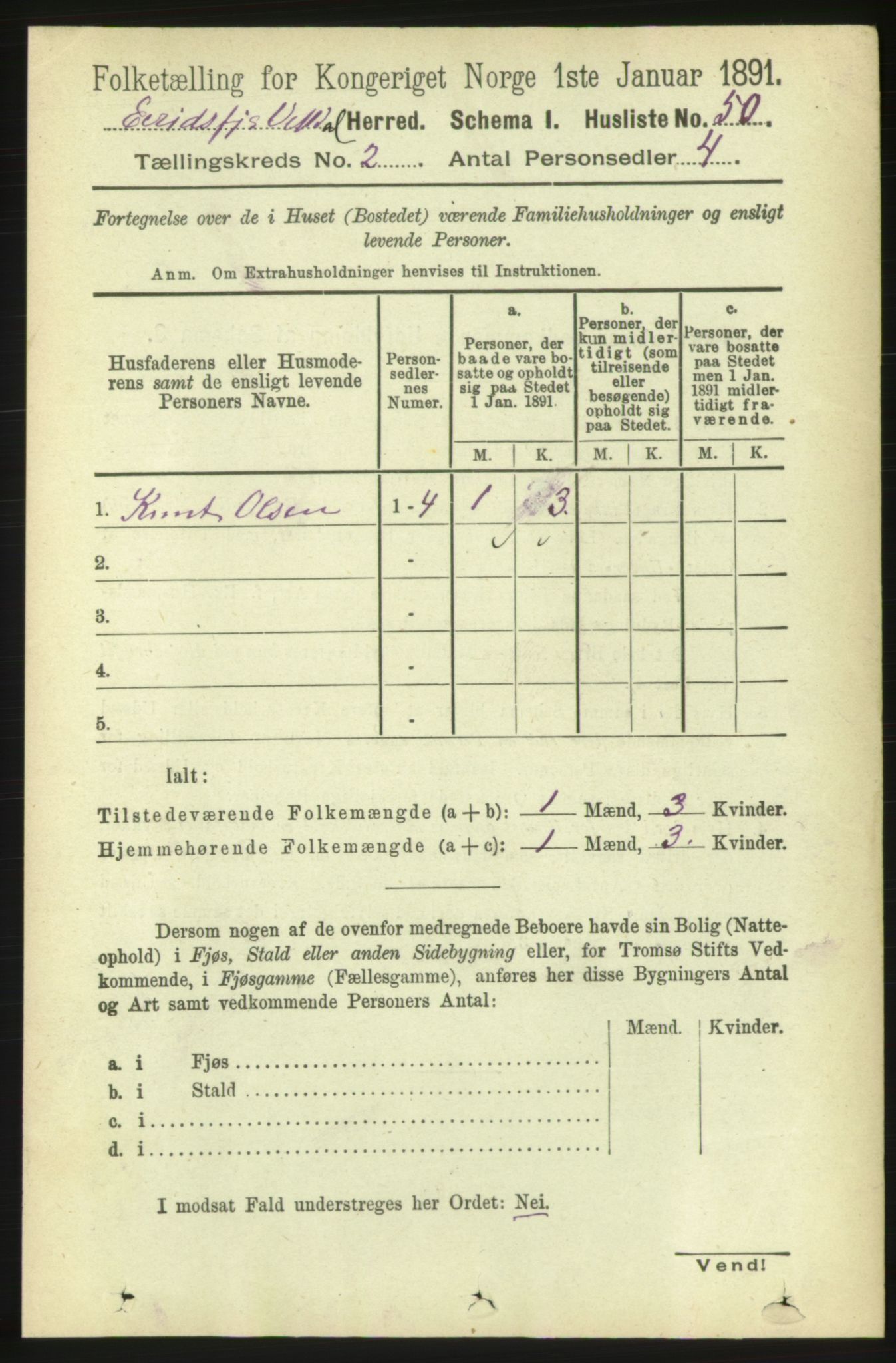 RA, 1891 census for 1542 Eresfjord og Vistdal, 1891, p. 358