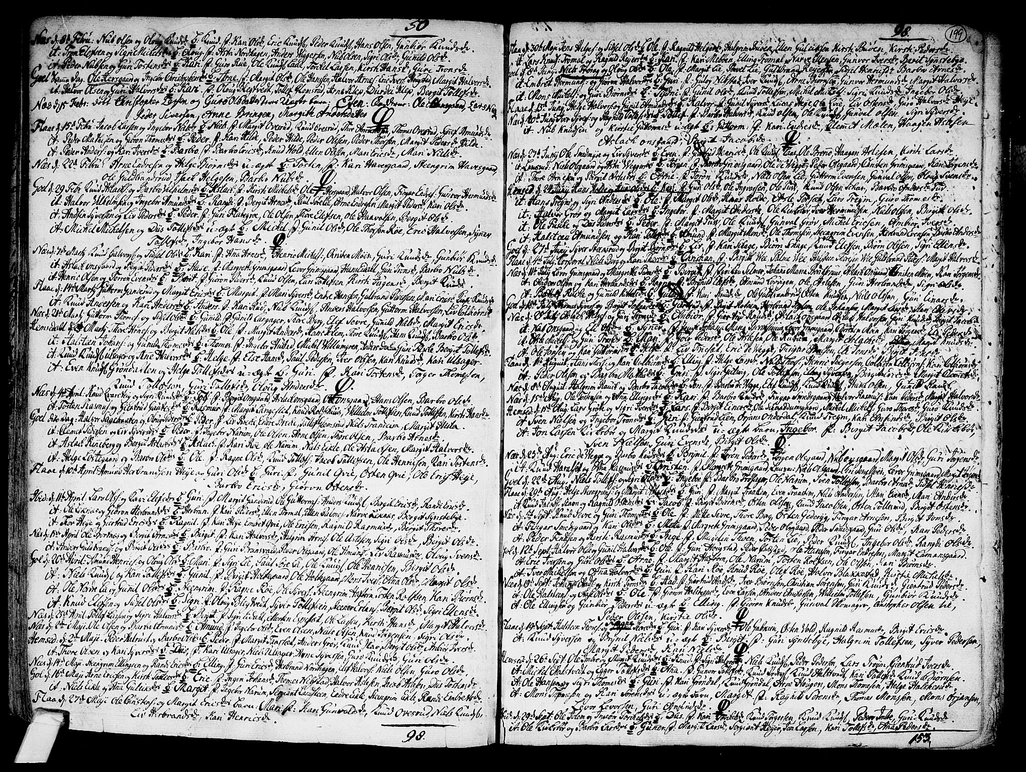 Nes kirkebøker, SAKO/A-236/F/Fa/L0002: Parish register (official) no. 2, 1707-1759, p. 199