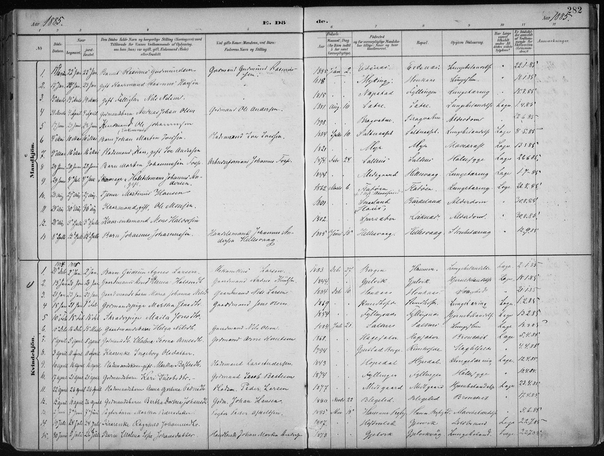 Hamre sokneprestembete, SAB/A-75501/H/Ha/Haa/Haab/L0001: Parish register (official) no. B  1, 1882-1905, p. 282