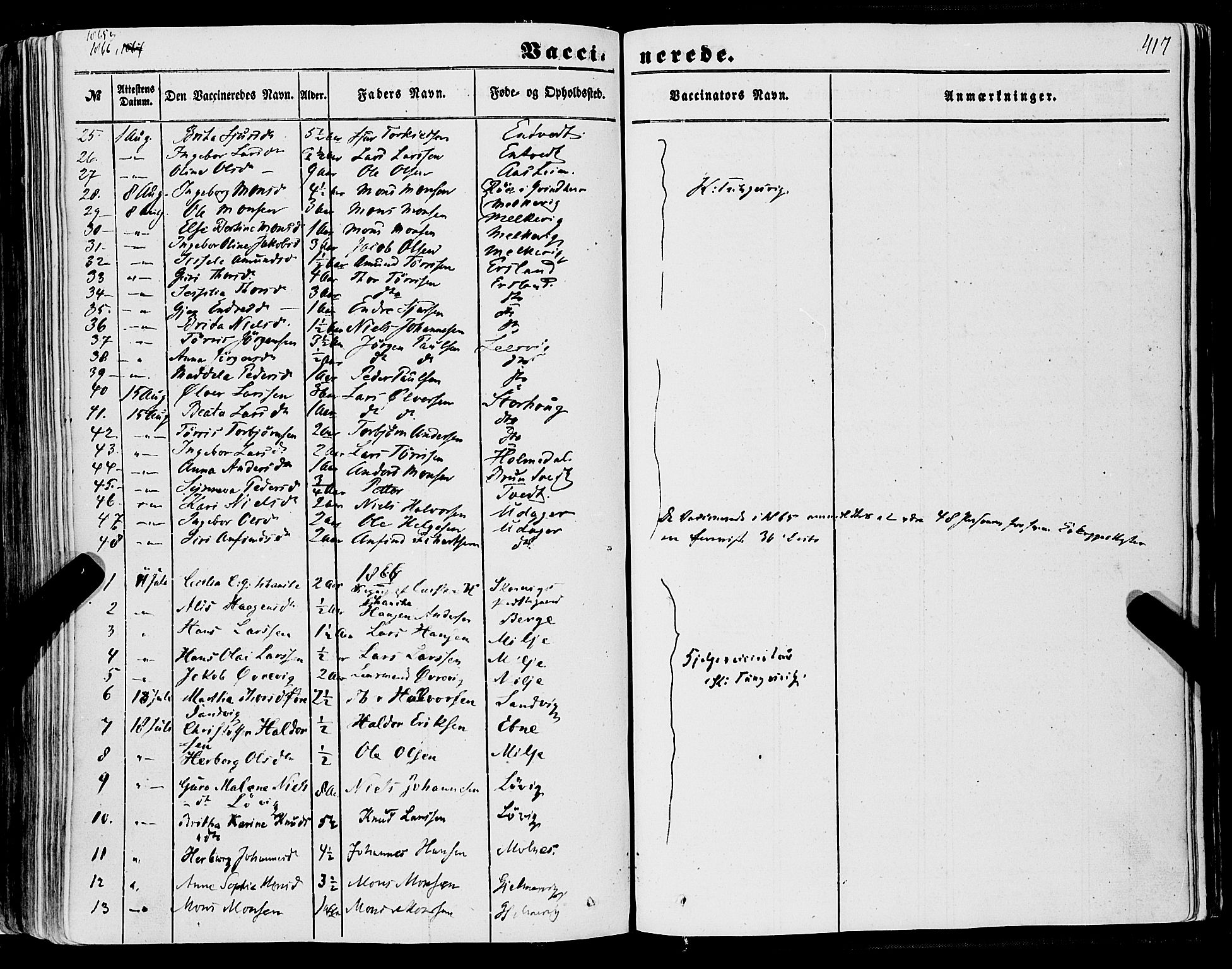 Skånevik sokneprestembete, SAB/A-77801/H/Haa: Parish register (official) no. A 5II, 1848-1869, p. 417