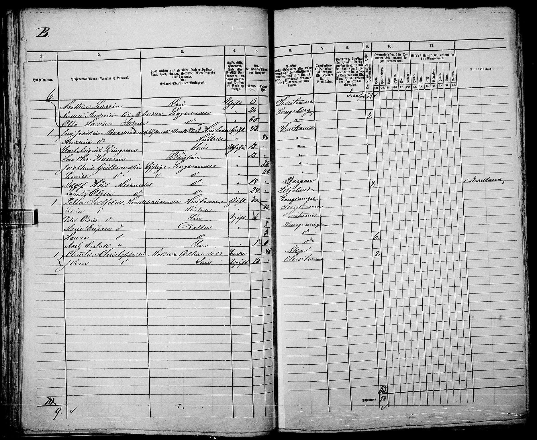 RA, 1865 census for Kristiania, 1865, p. 1168