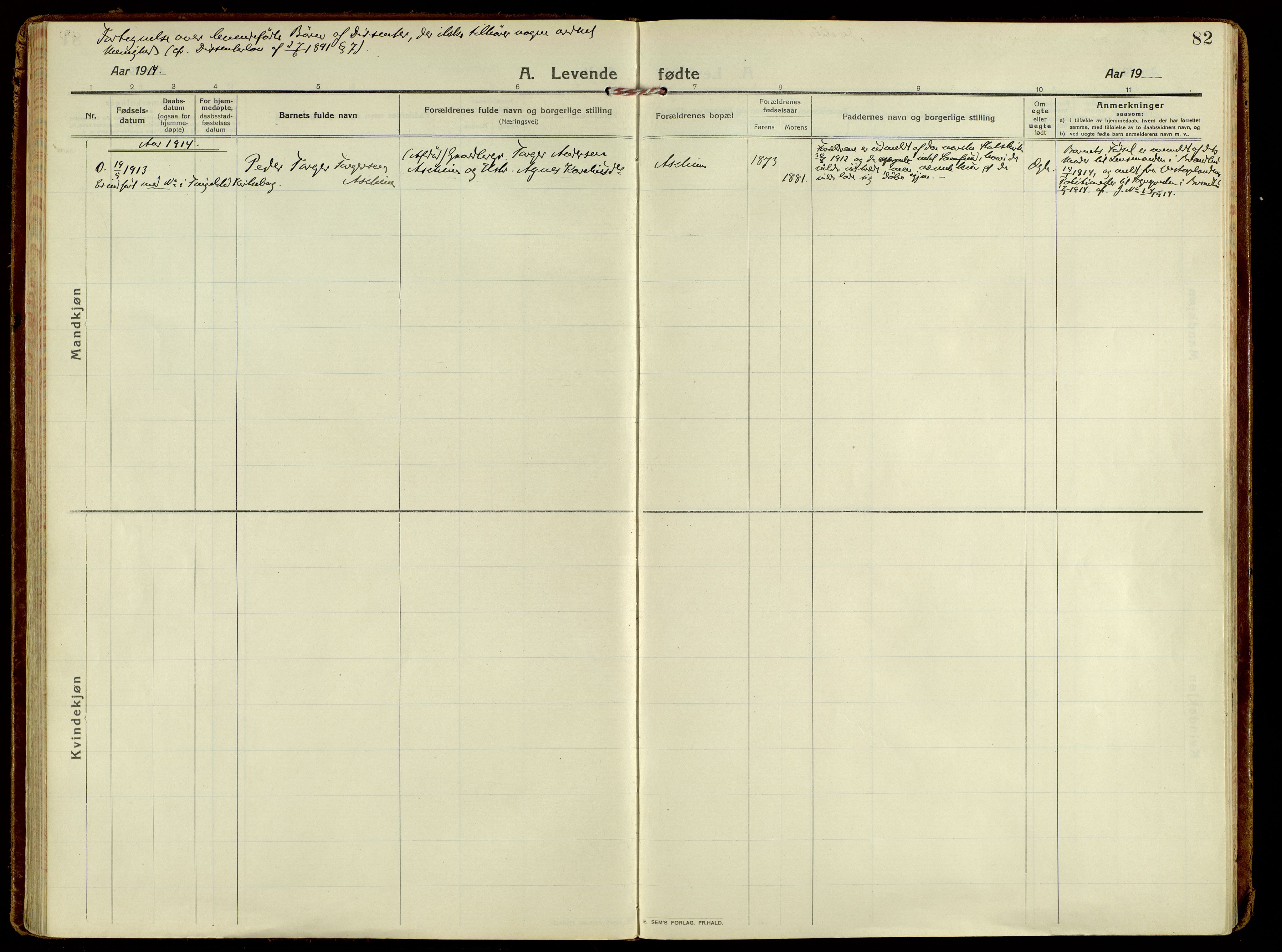 Brandbu prestekontor, SAH/PREST-114/H/Ha/Haa/L0004: Parish register (official) no. 4, 1913-1923, p. 82