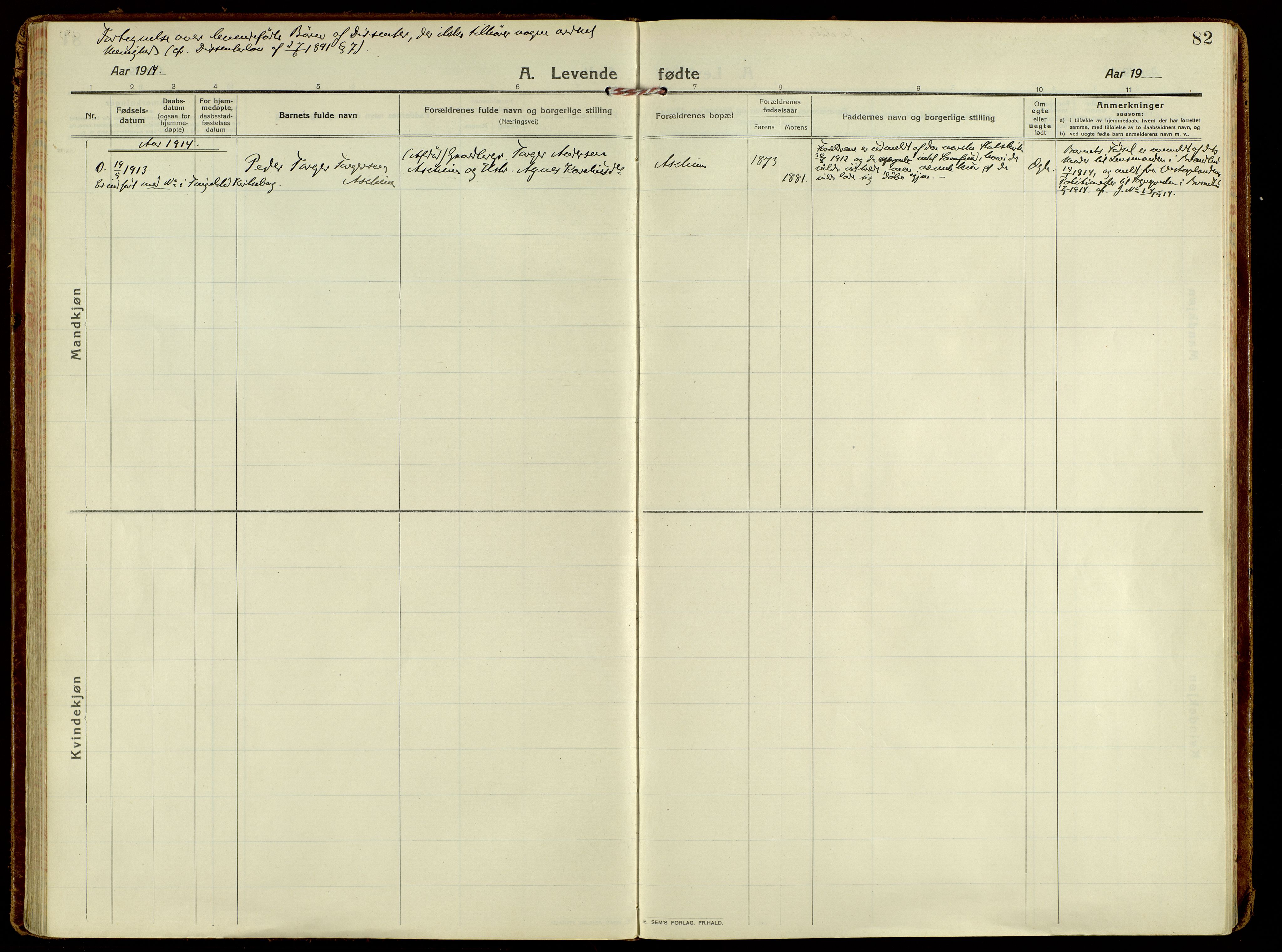 Brandbu prestekontor, AV/SAH-PREST-114/H/Ha/Haa/L0004: Parish register (official) no. 4, 1913-1923, p. 82