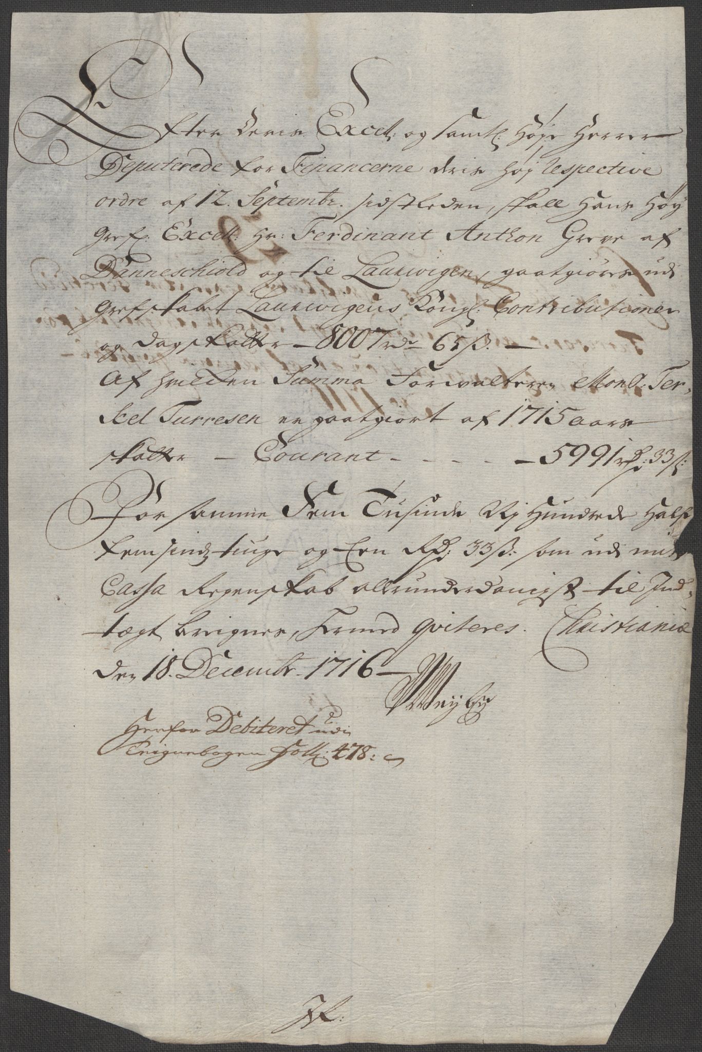 Rentekammeret inntil 1814, Reviderte regnskaper, Fogderegnskap, RA/EA-4092/R33/L1987: Fogderegnskap Larvik grevskap, 1716-1717, p. 275