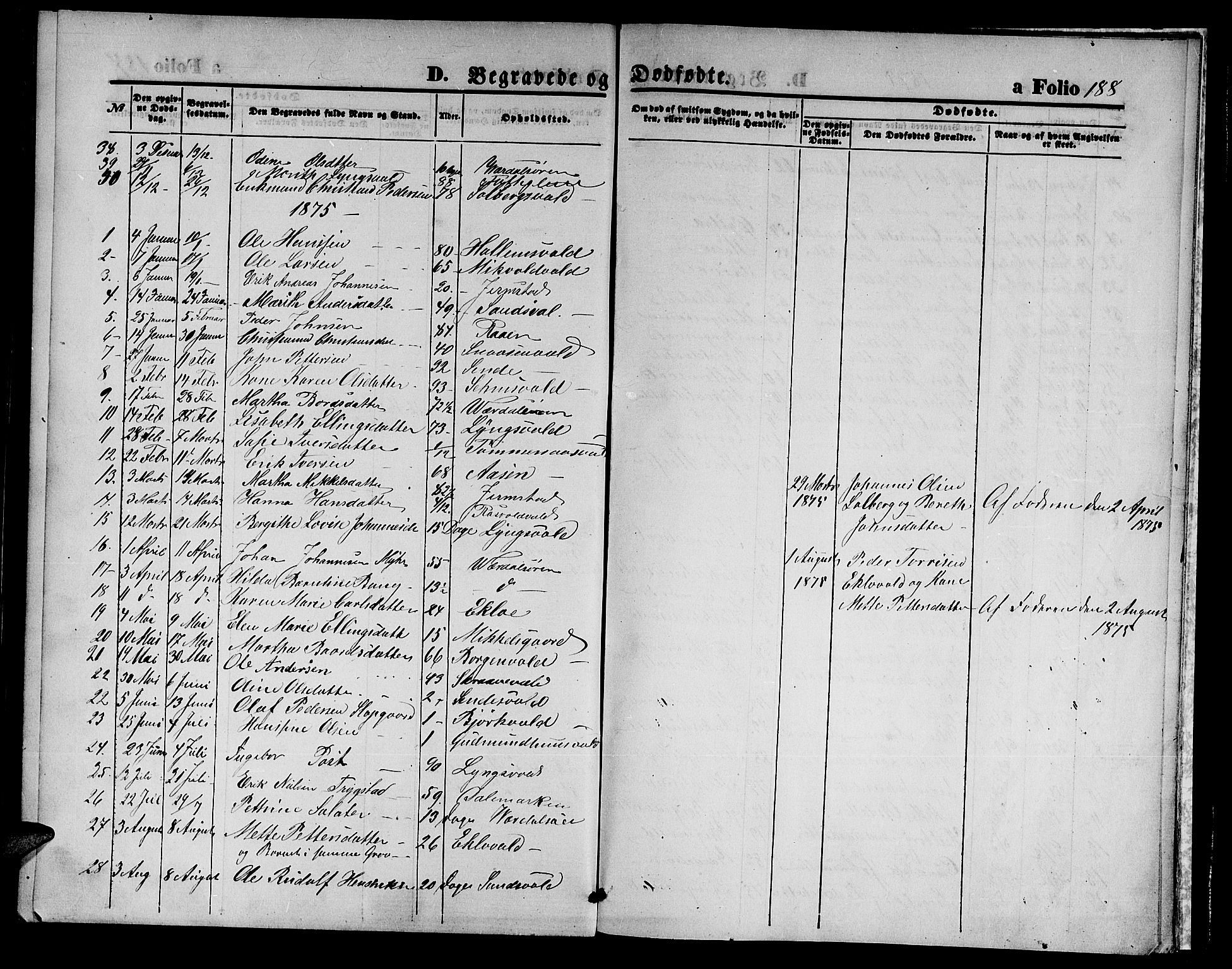 Ministerialprotokoller, klokkerbøker og fødselsregistre - Nord-Trøndelag, SAT/A-1458/723/L0255: Parish register (copy) no. 723C03, 1869-1879, p. 188