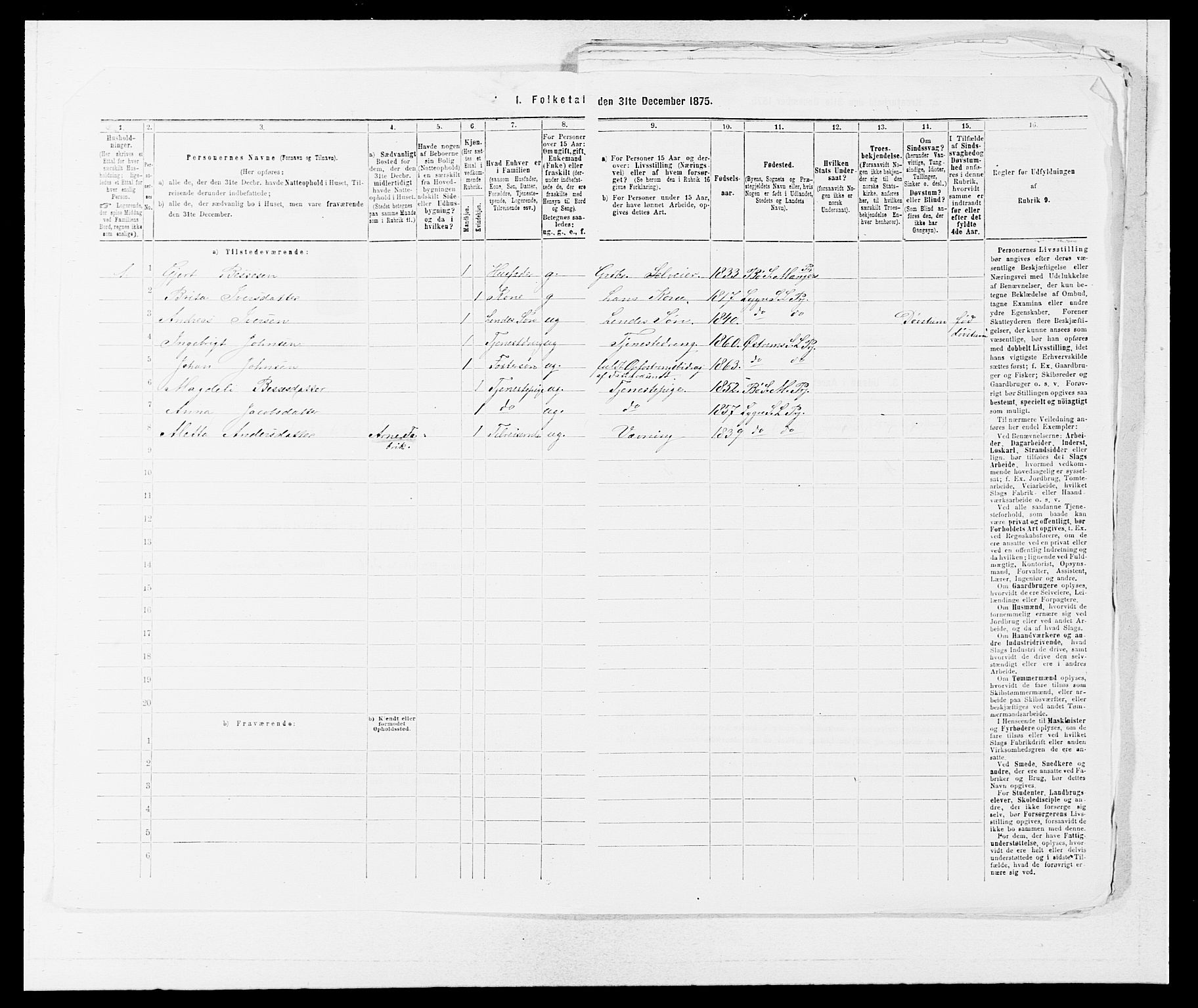 SAB, 1875 census for 1263P Lindås, 1875, p. 1691