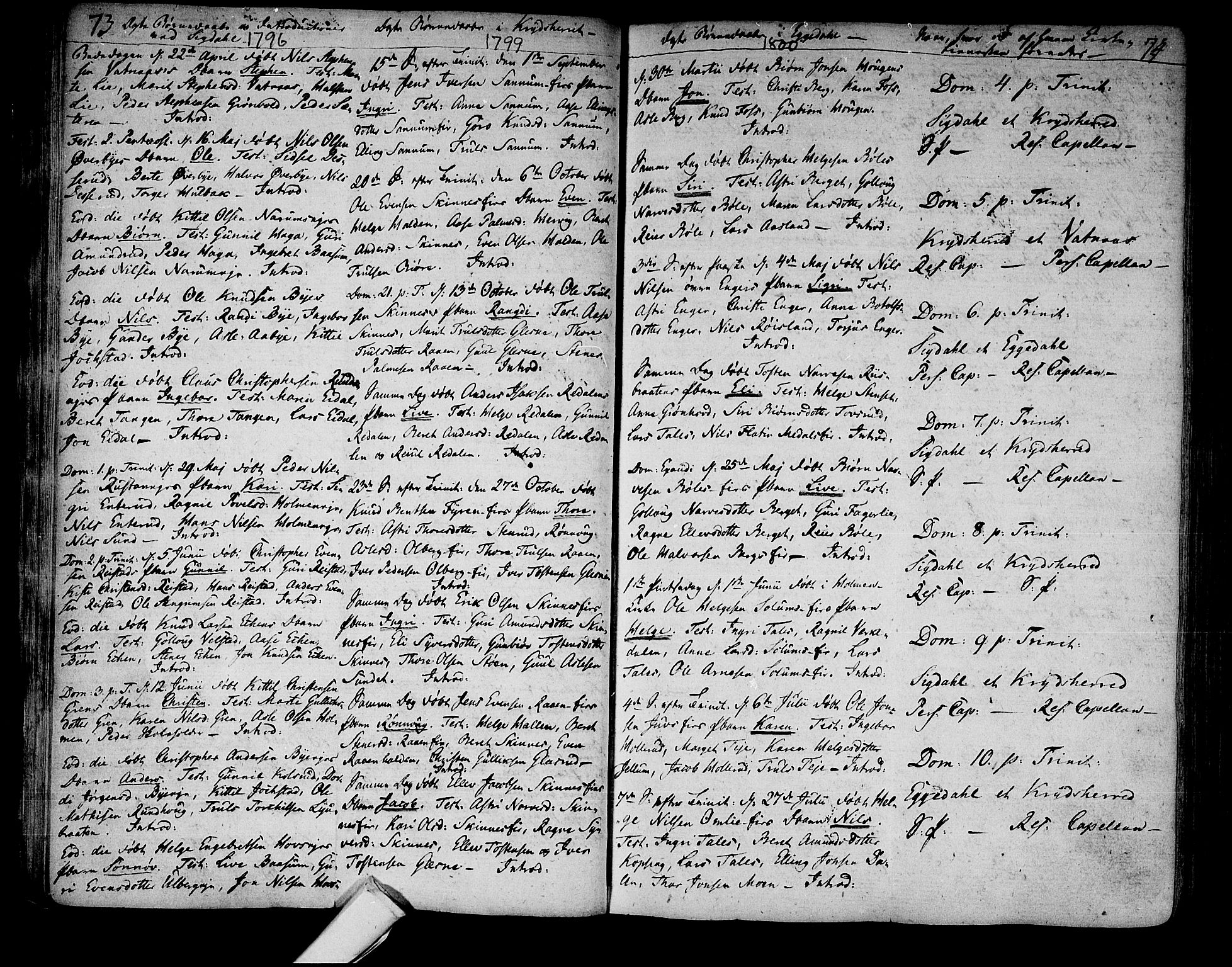 Sigdal kirkebøker, AV/SAKO-A-245/F/Fa/L0003: Parish register (official) no. I 3, 1793-1811, p. 73-74