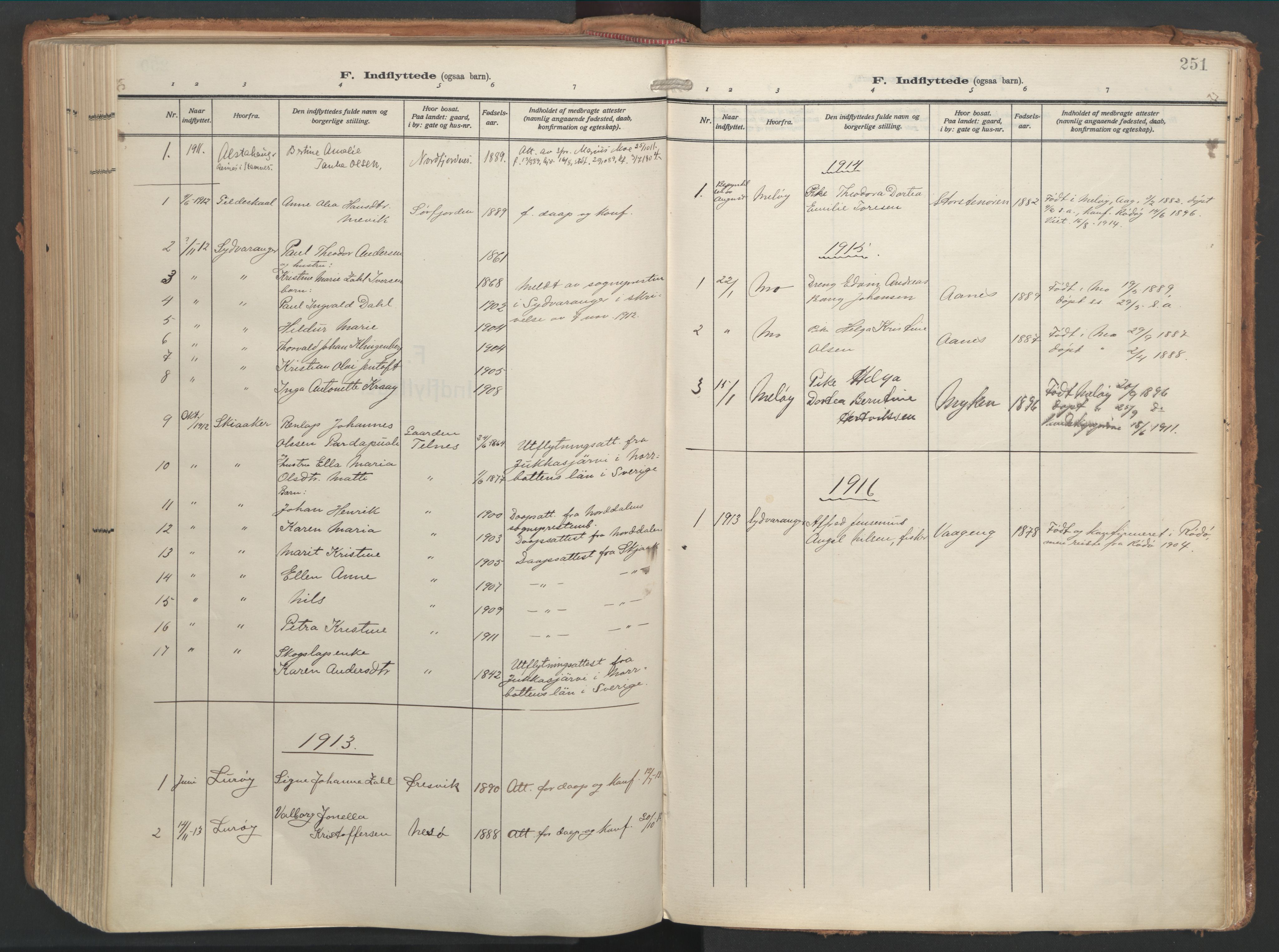 Ministerialprotokoller, klokkerbøker og fødselsregistre - Nordland, SAT/A-1459/841/L0614: Parish register (official) no. 841A17, 1911-1925, p. 251